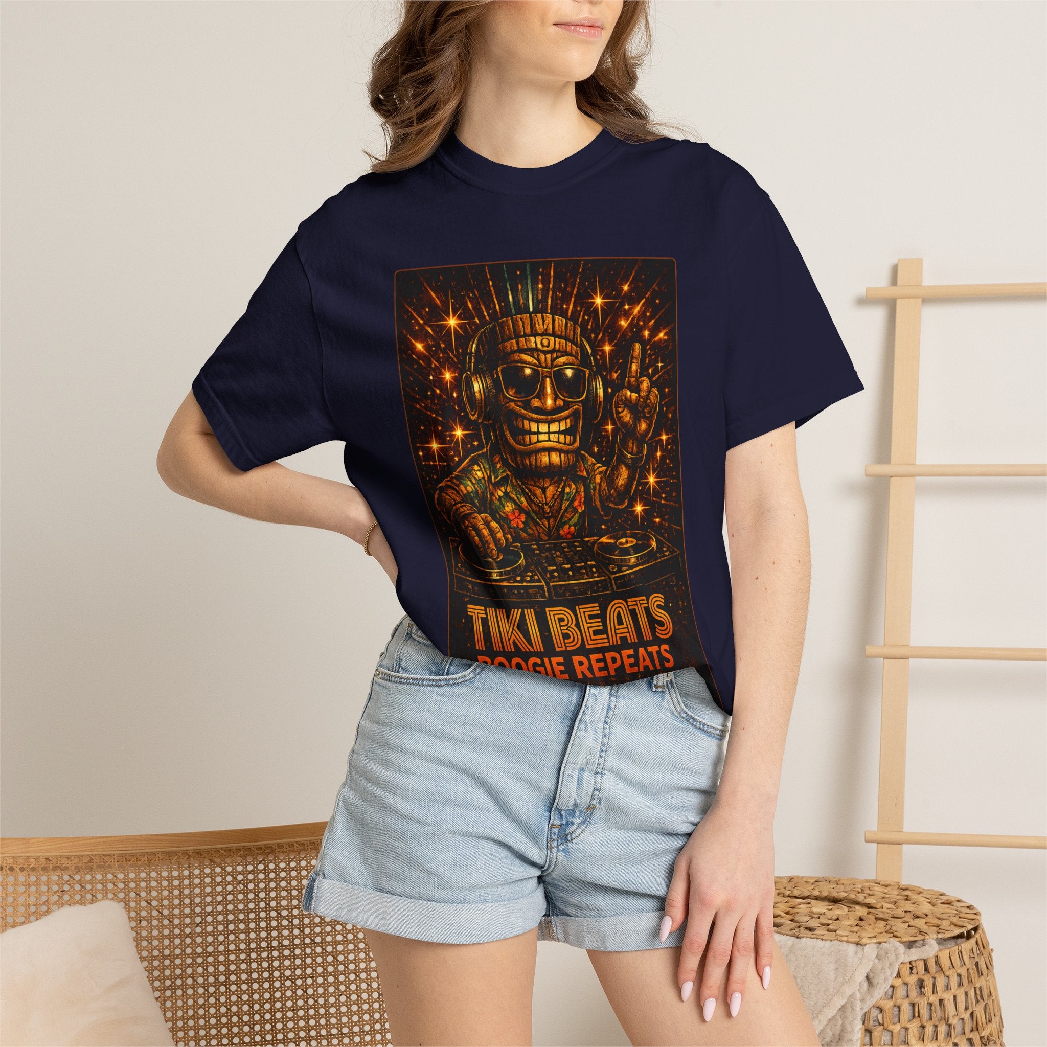 Tiki Disco Beats T-Shirt — Tropical Tiki Beach Tee
