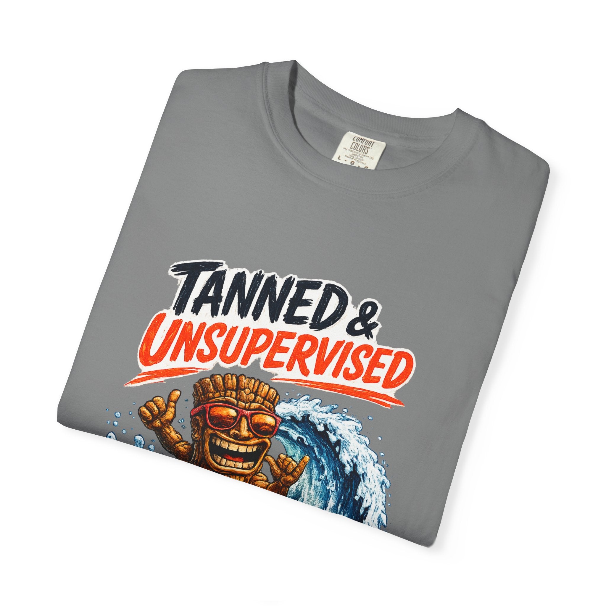 Tanned and Unsupervised T-Shirt — Tropical Tiki Beach Tee