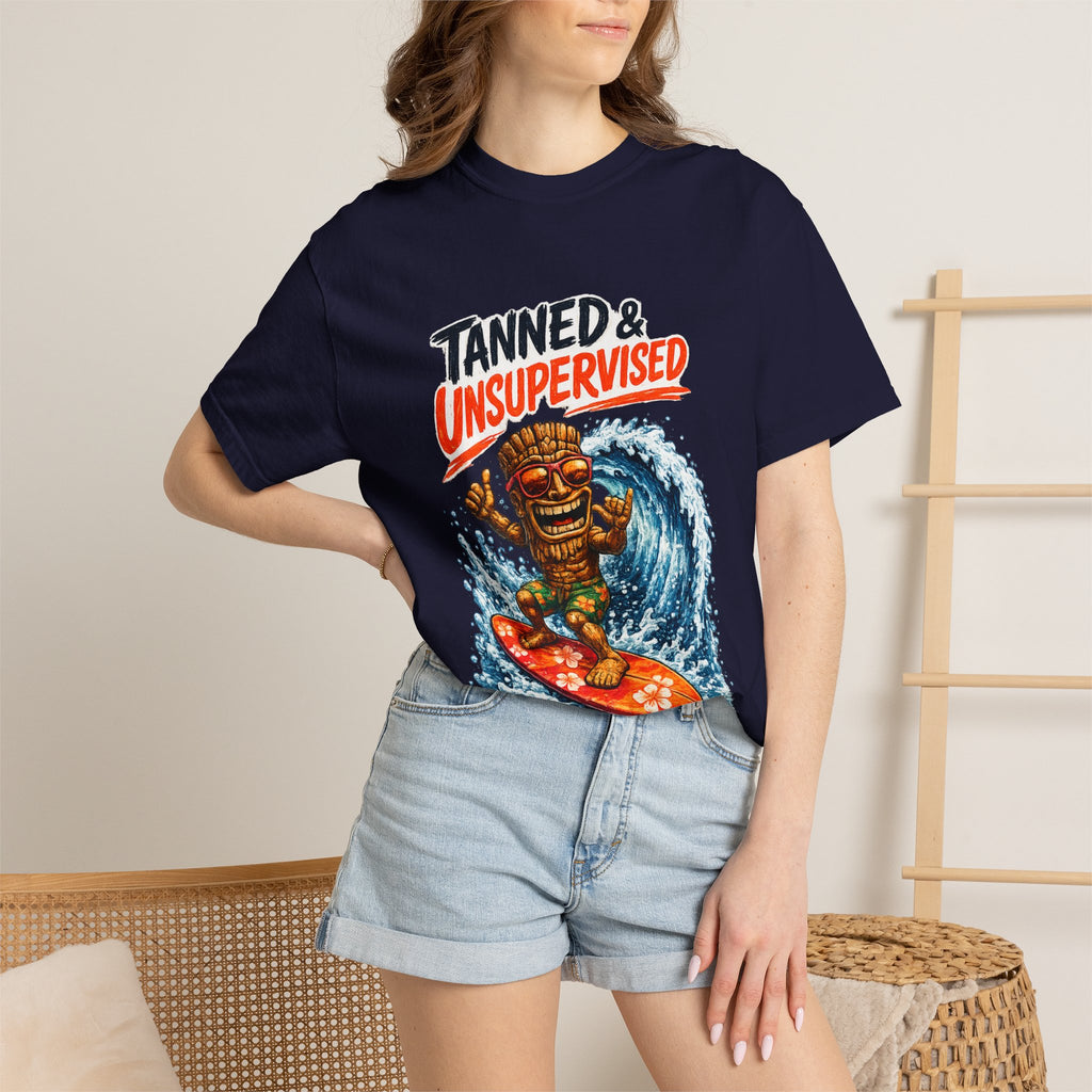 Tanned and Unsupervised T-Shirt — Tropical Tiki Beach Tee