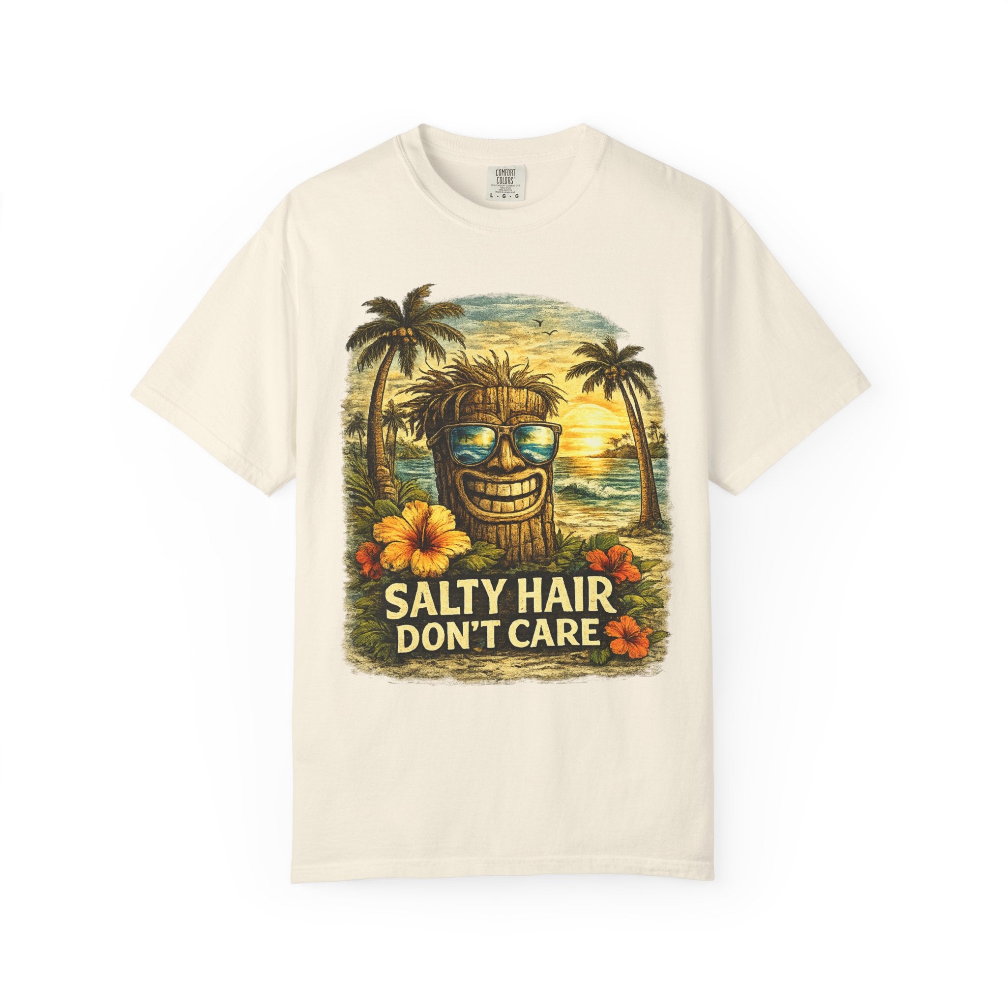 Salty Hair Don't Care T-Shirt — Tropical Tiki Beach Tee