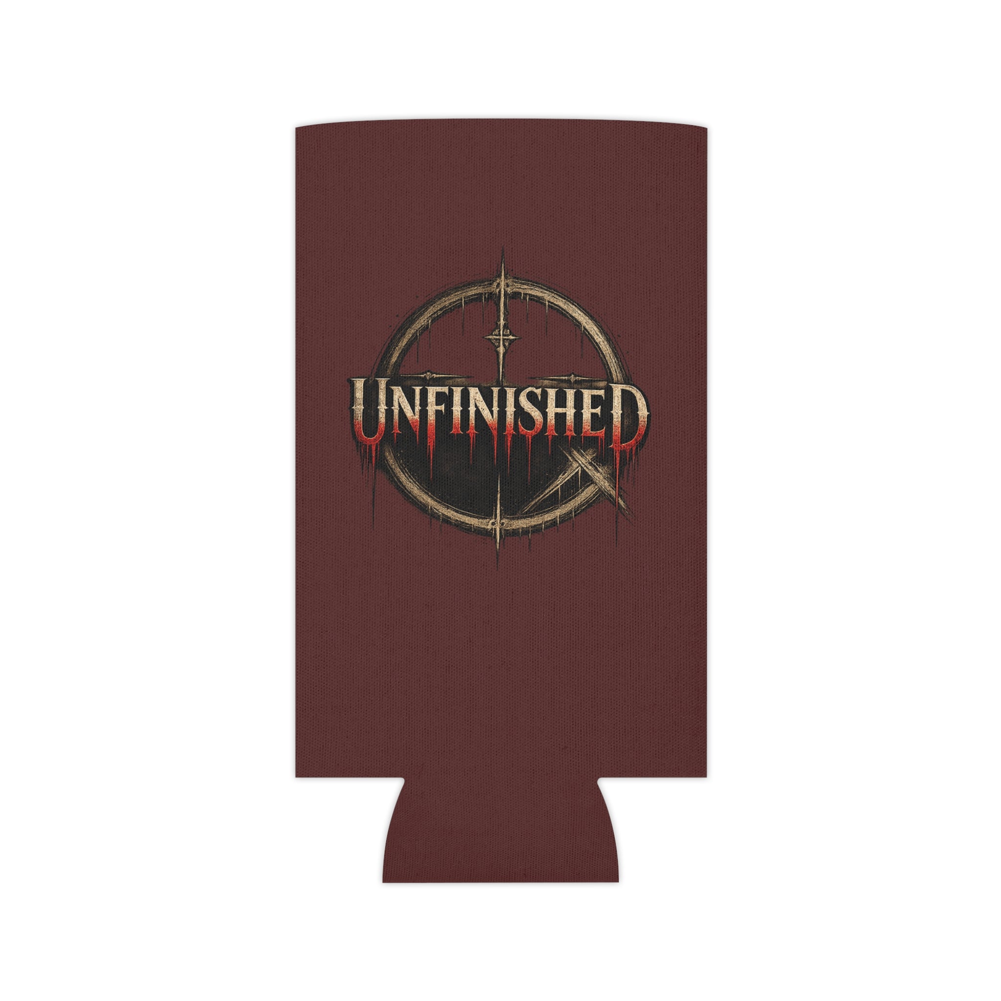 Unfinished Can Cooler – Gothic Logo Beer Koozie