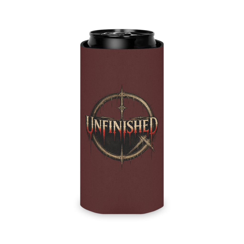 Unfinished Can Cooler – Gothic Logo Beer Koozie