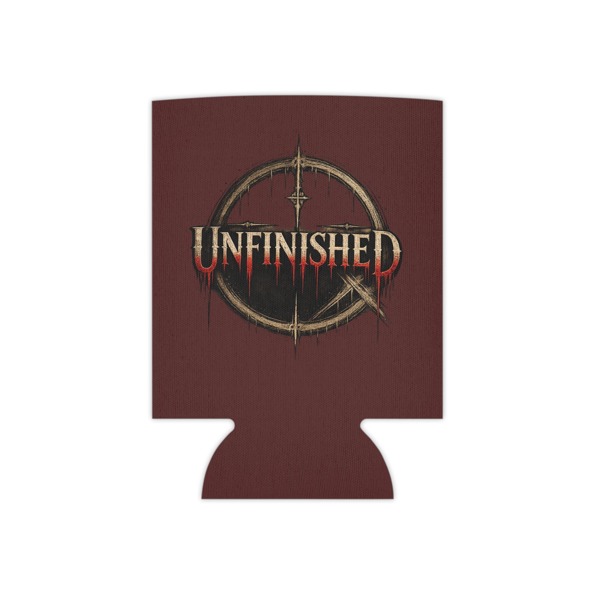 Unfinished Can Cooler – Gothic Logo Beer Koozie