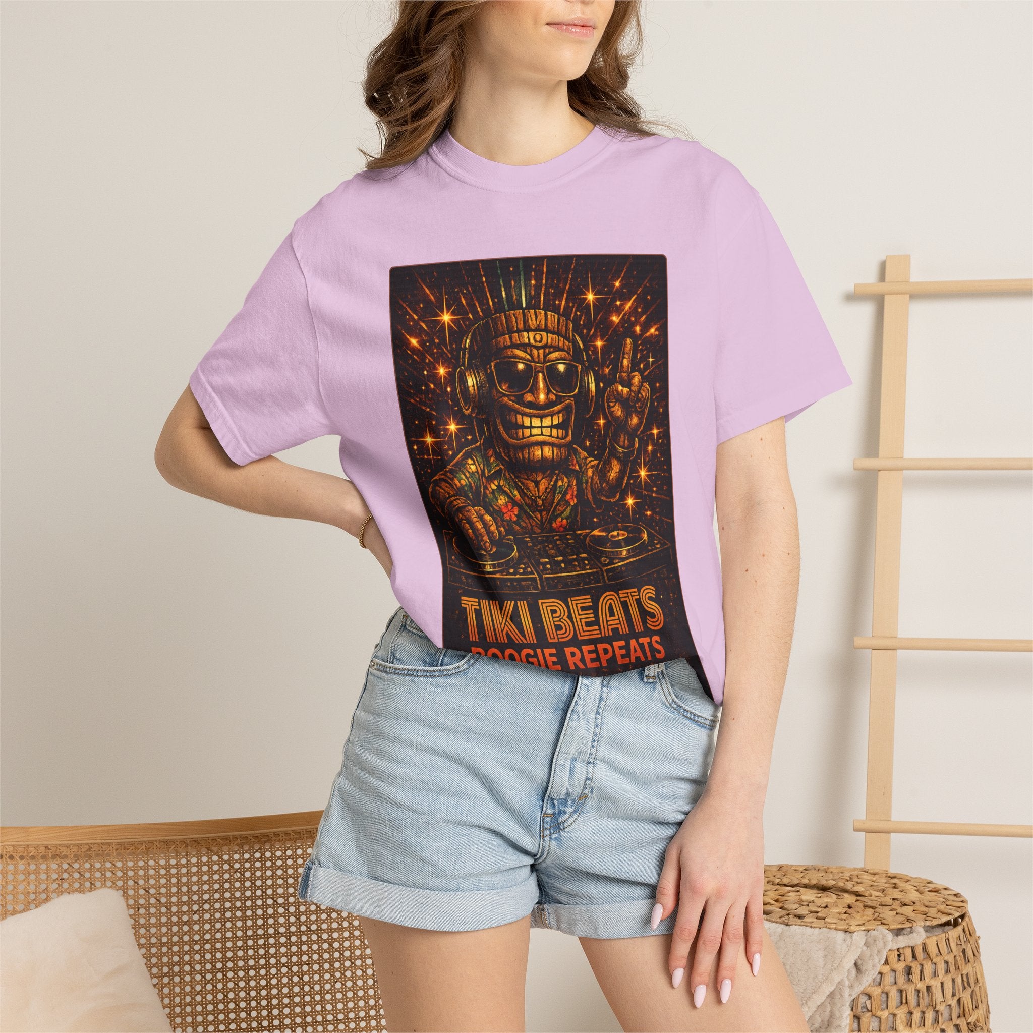 Tiki Disco Beats T-Shirt — Tropical Tiki Beach Tee
