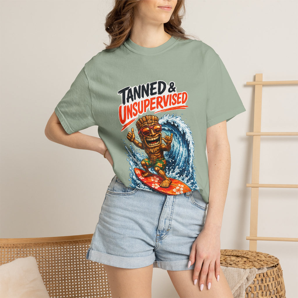 Tanned and Unsupervised T-Shirt — Tropical Tiki Beach Tee