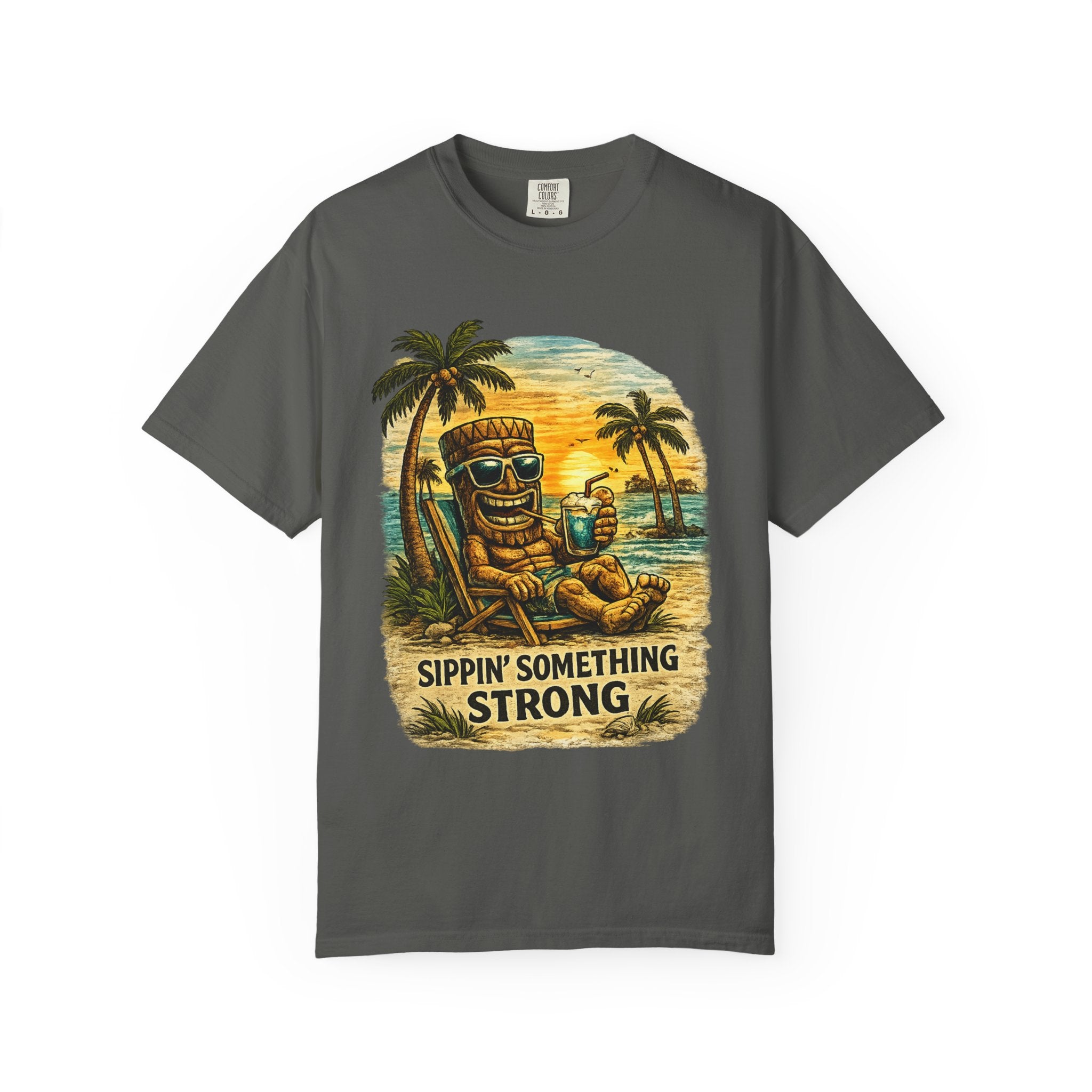 Sippin' Something Strong T-Shirt — Tropical Tiki Beach Tee