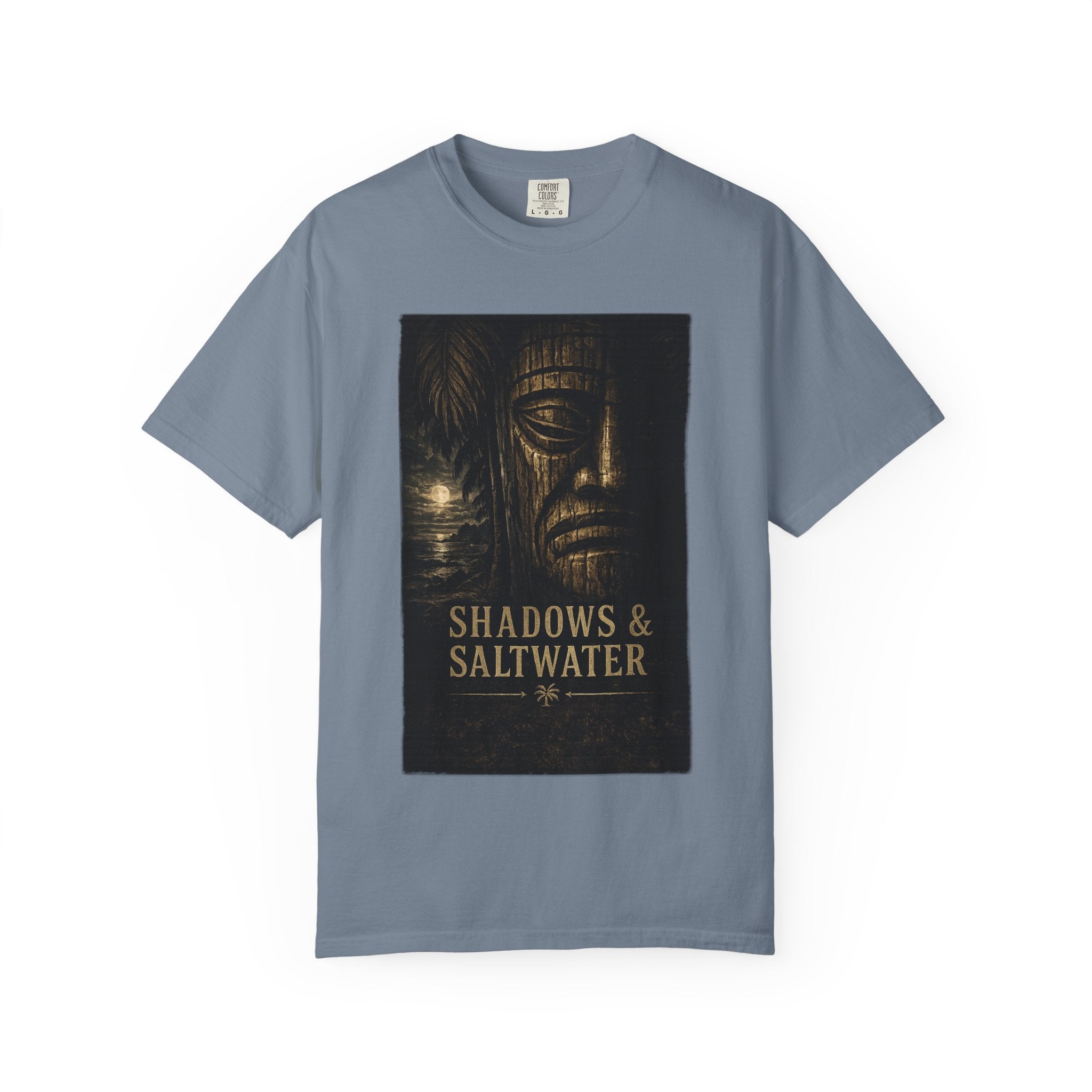 Shadows and Saltwater Noir T-Shirt — Tropical Tiki Beach Tee