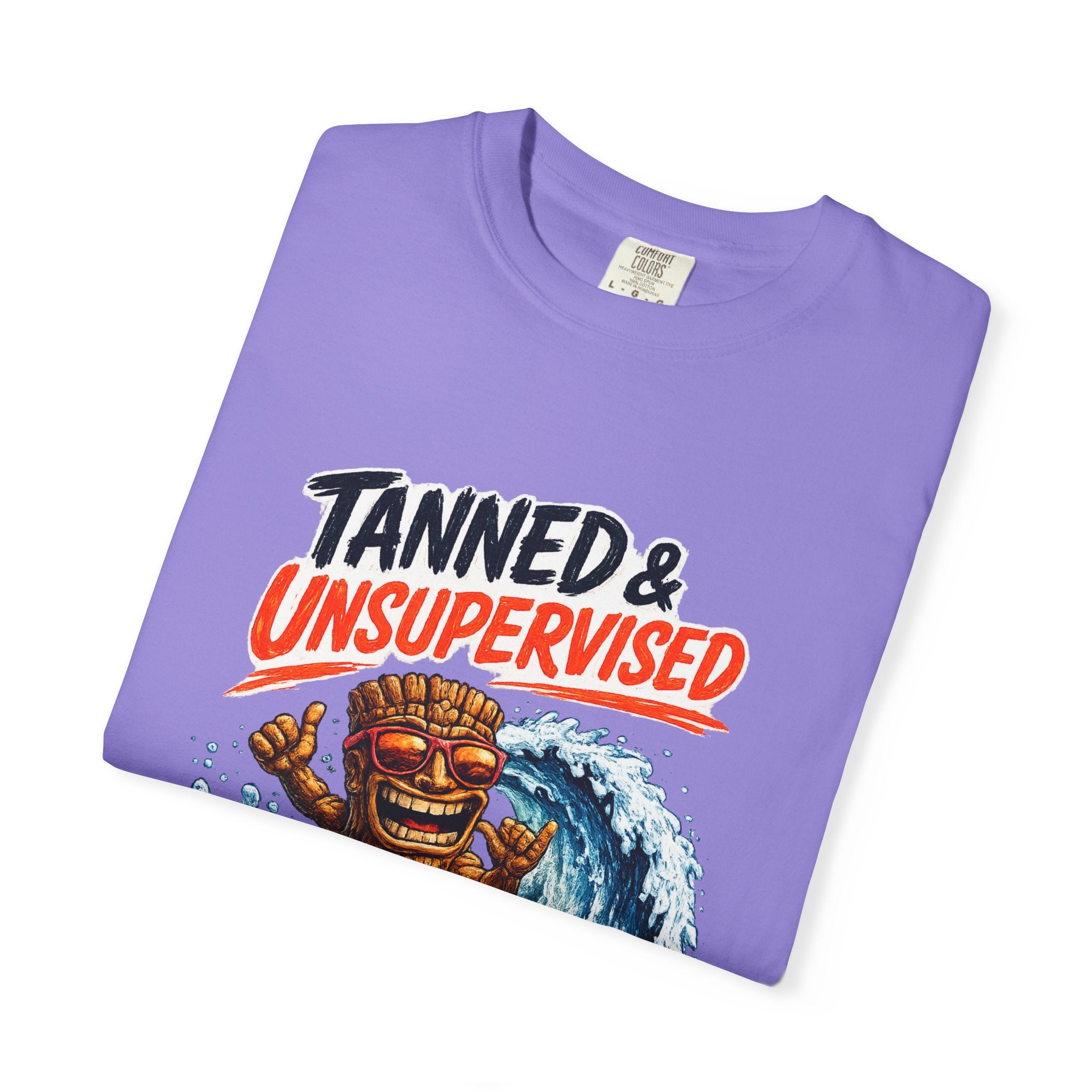 Tanned and Unsupervised T-Shirt — Tropical Tiki Beach Tee