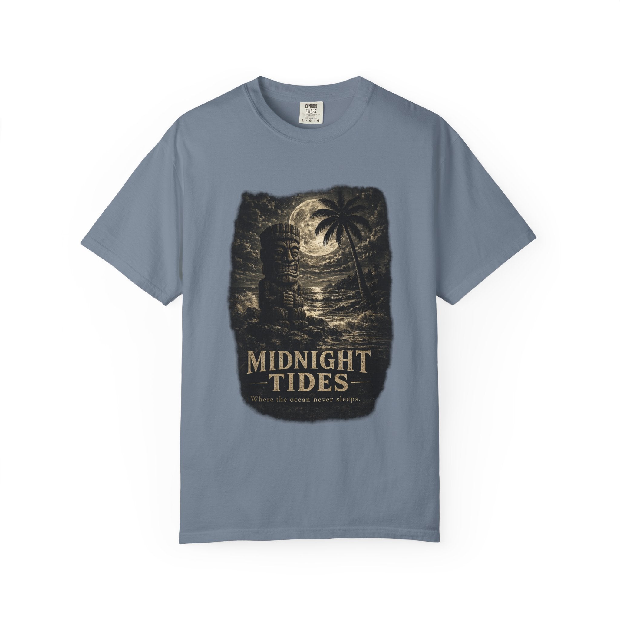 Midnight Tides Noir T-Shirt — Tropical Tiki Beach Tee