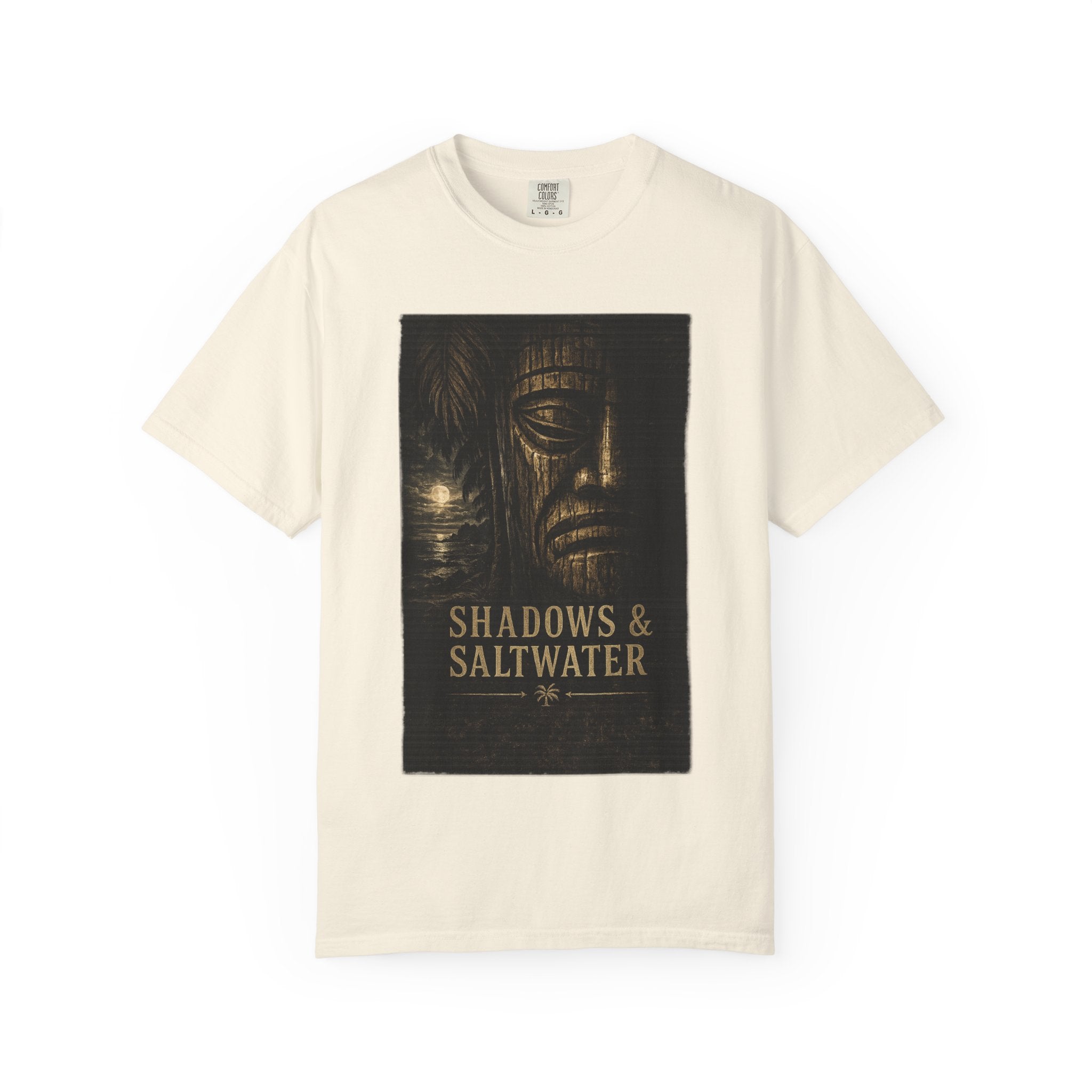 Shadows and Saltwater Noir T-Shirt — Tropical Tiki Beach Tee