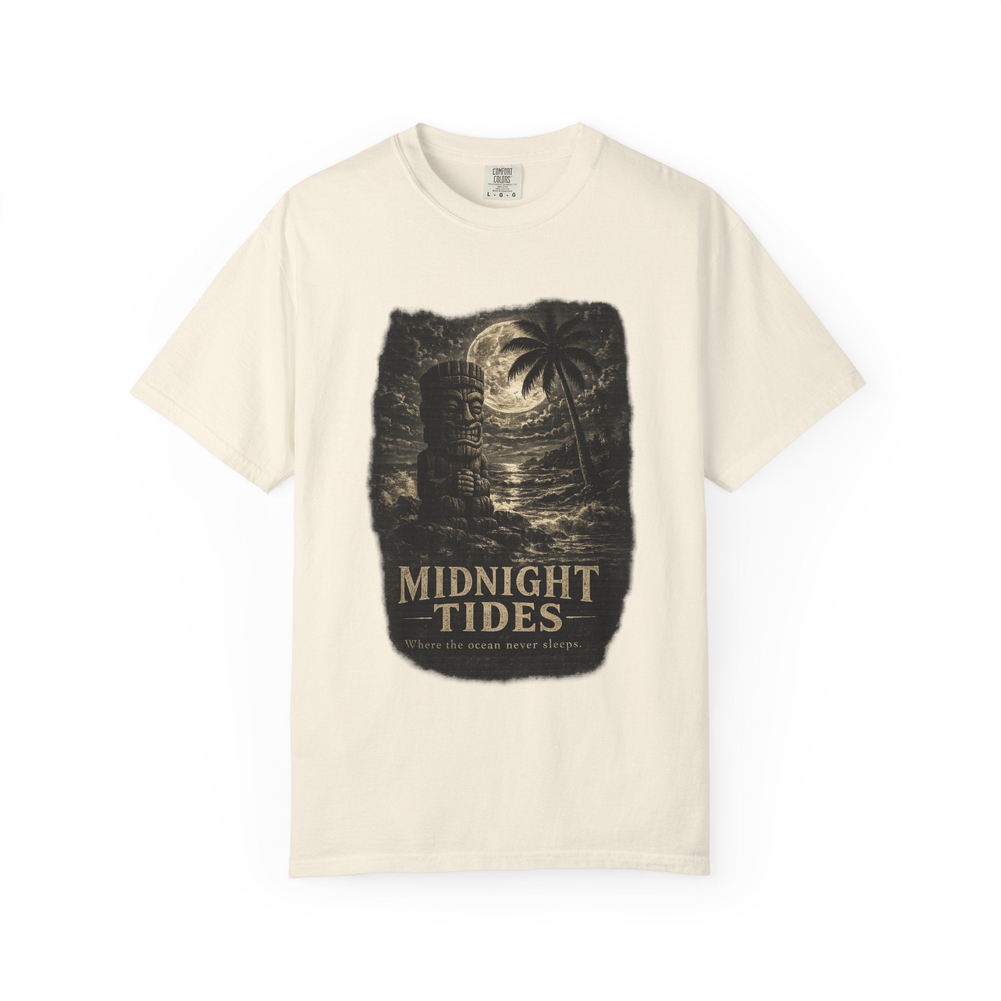 Midnight Tides Noir T-Shirt — Tropical Tiki Beach Tee