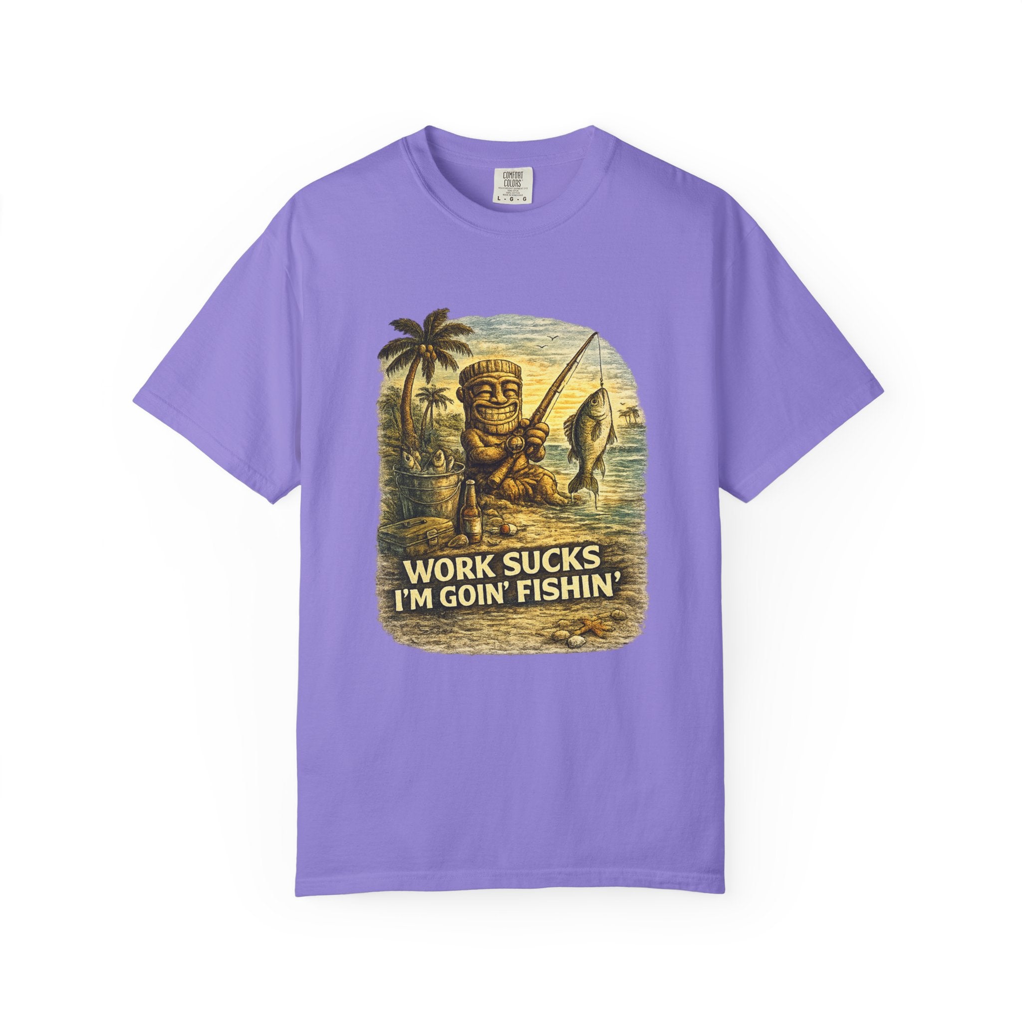 Work Sucks I'm Goin' FIshing T-Shirt — Tropical Tiki Beach Tee