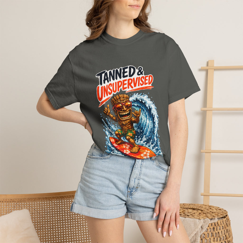 Tanned and Unsupervised T-Shirt — Tropical Tiki Beach Tee