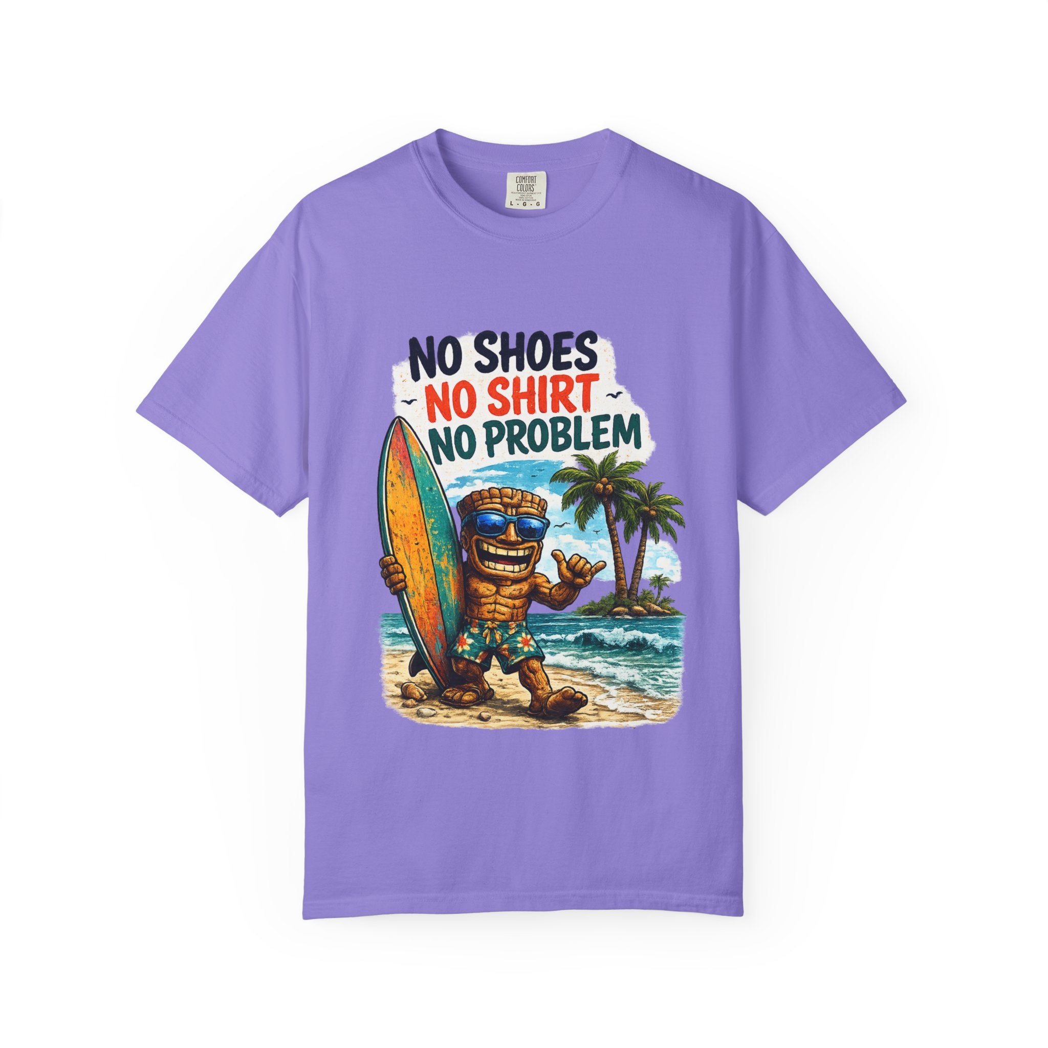 No Shoes No Shirt No Prob T-Shirt — Tropical Tiki Beach Tee