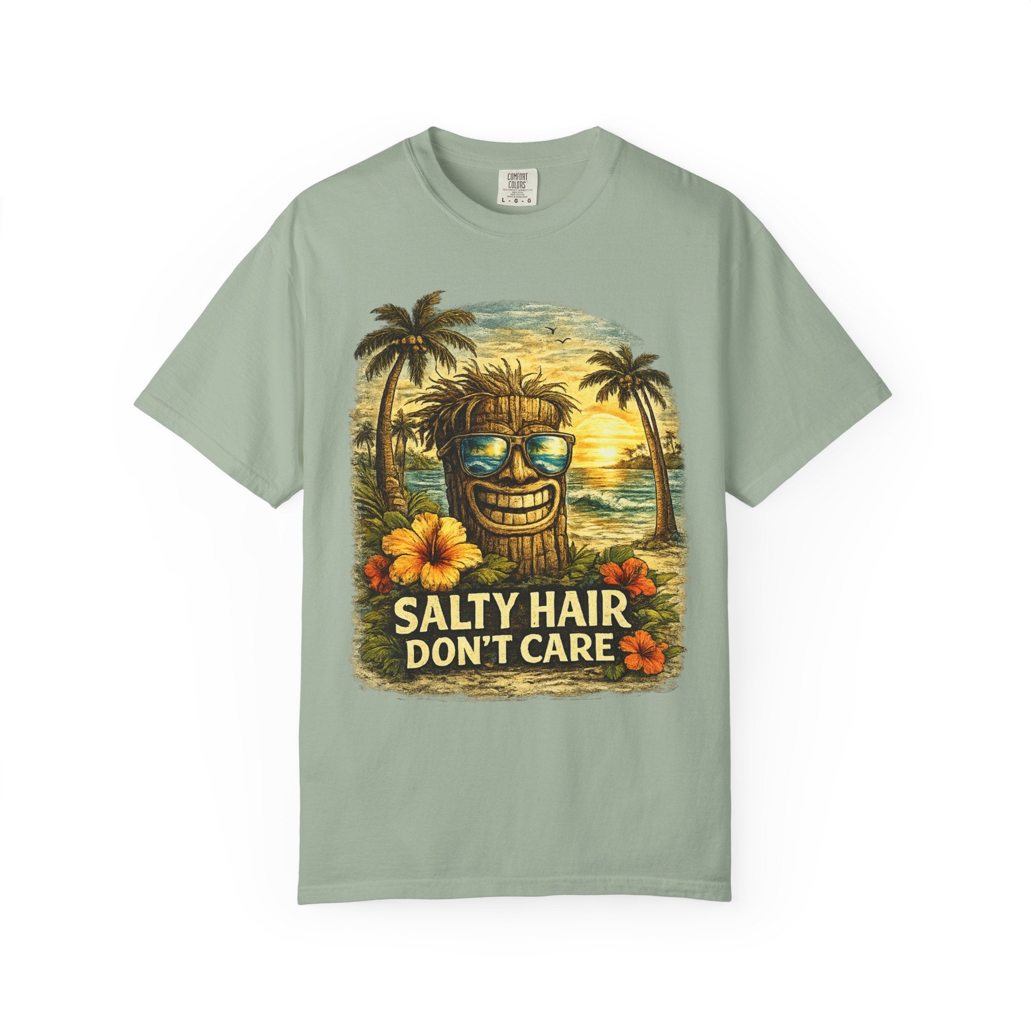 Salty Hair Don't Care T-Shirt — Tropical Tiki Beach Tee