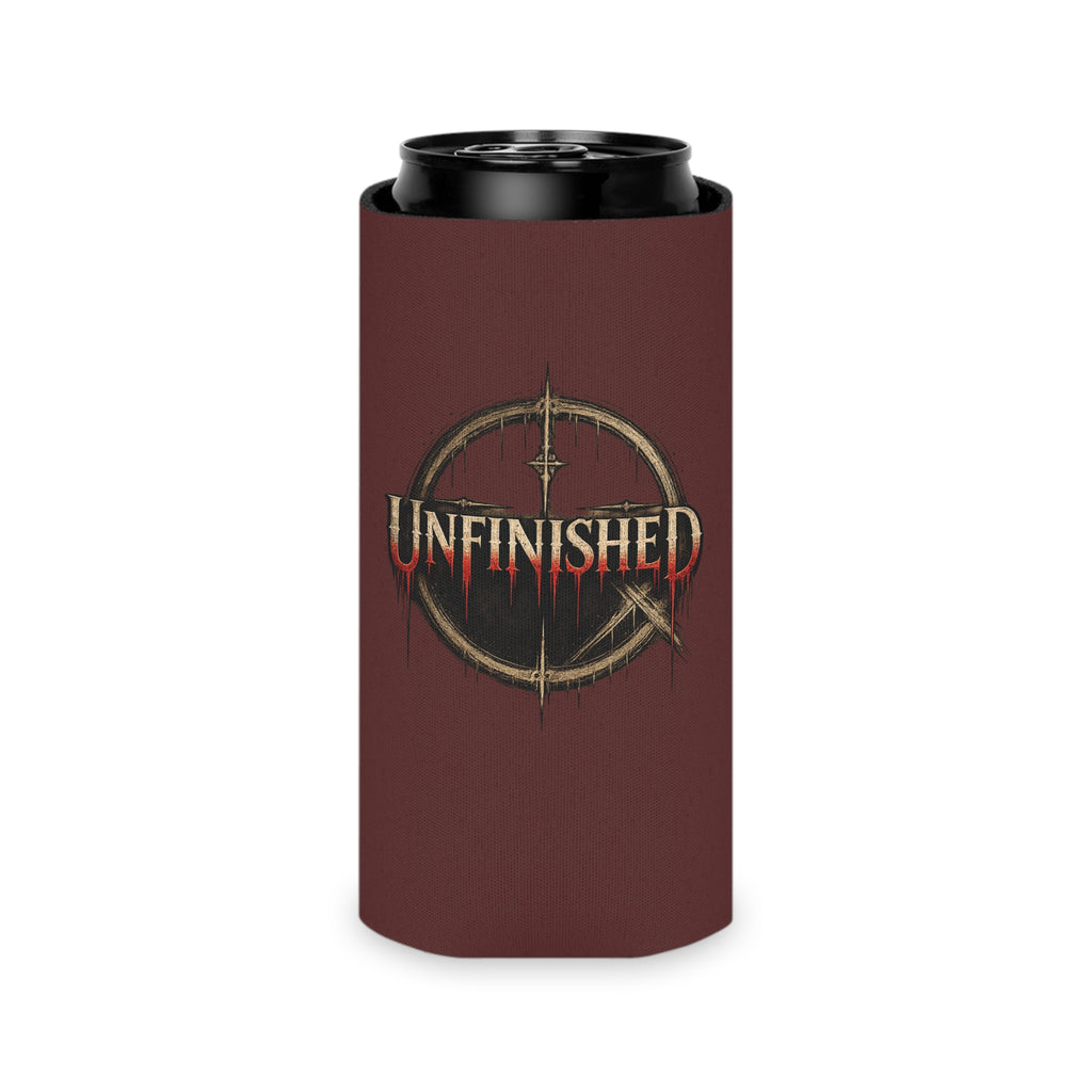 Unfinished Can Cooler – Gothic Logo Beer Koozie
