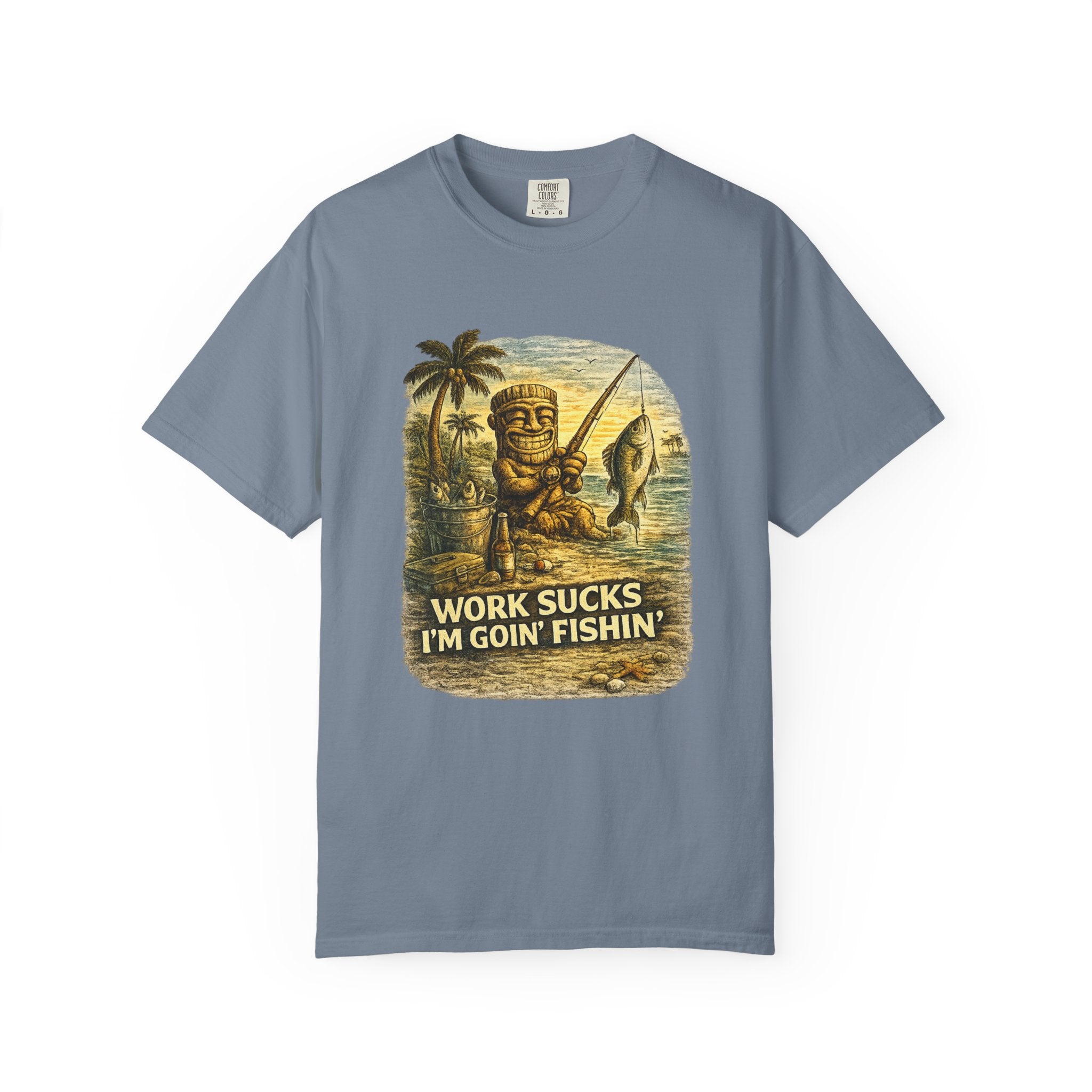 Work Sucks I'm Goin' FIshing T-Shirt — Tropical Tiki Beach Tee