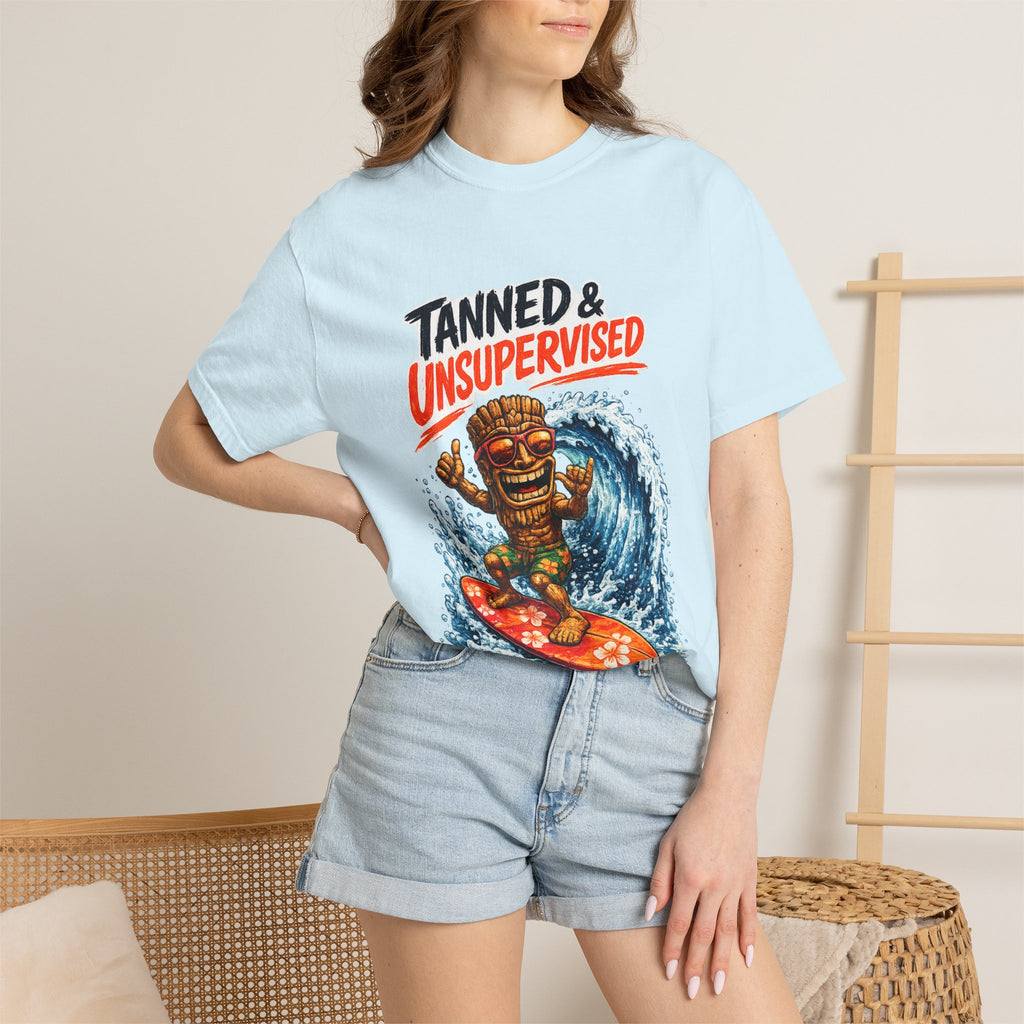 Tanned and Unsupervised T-Shirt — Tropical Tiki Beach Tee