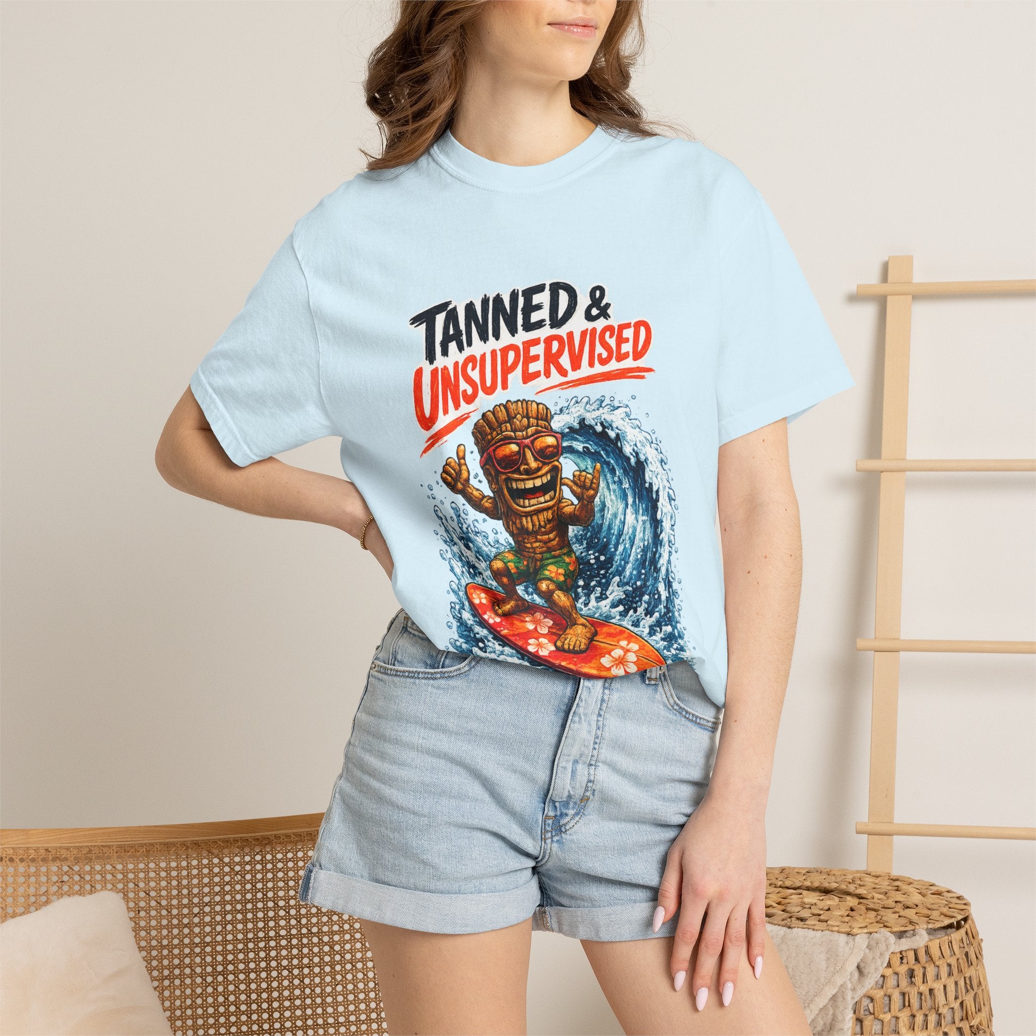 Tanned and Unsupervised T-Shirt — Tropical Tiki Beach Tee