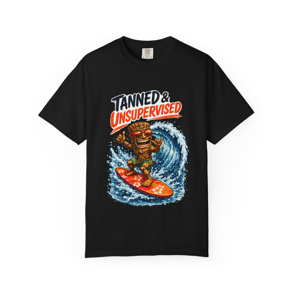 Tanned and Unsupervised T-Shirt — Tropical Tiki Beach Tee