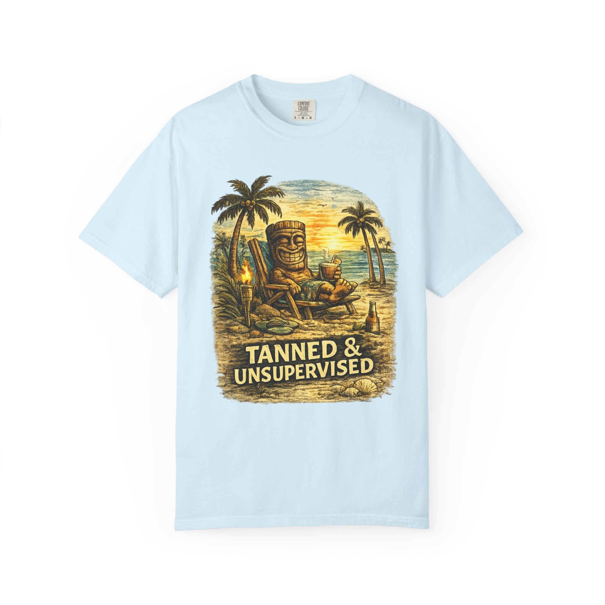 Tanned and Unsupervised T-Shirt — Tropical Tiki Beach Tee