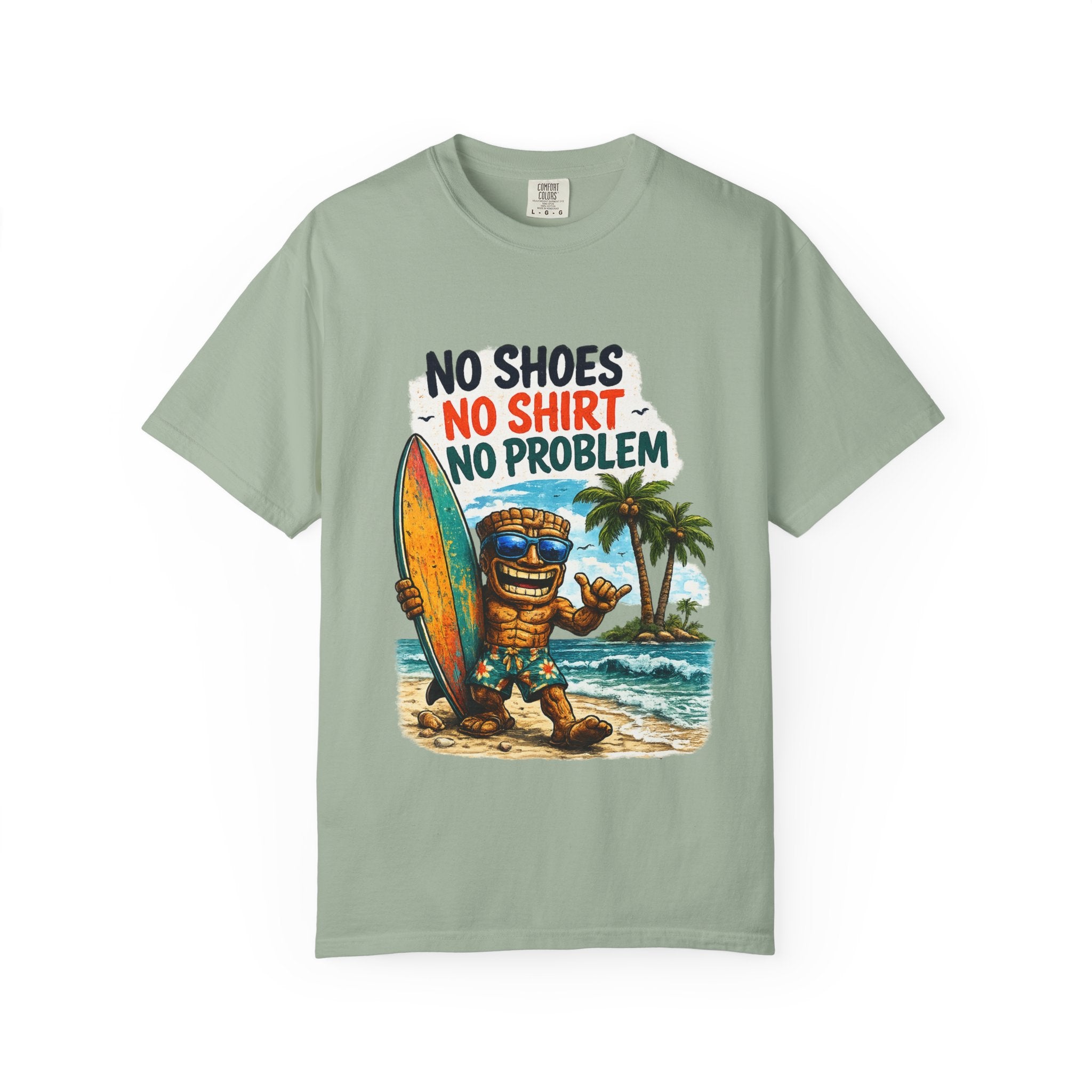 No Shoes No Shirt No Prob T-Shirt — Tropical Tiki Beach Tee