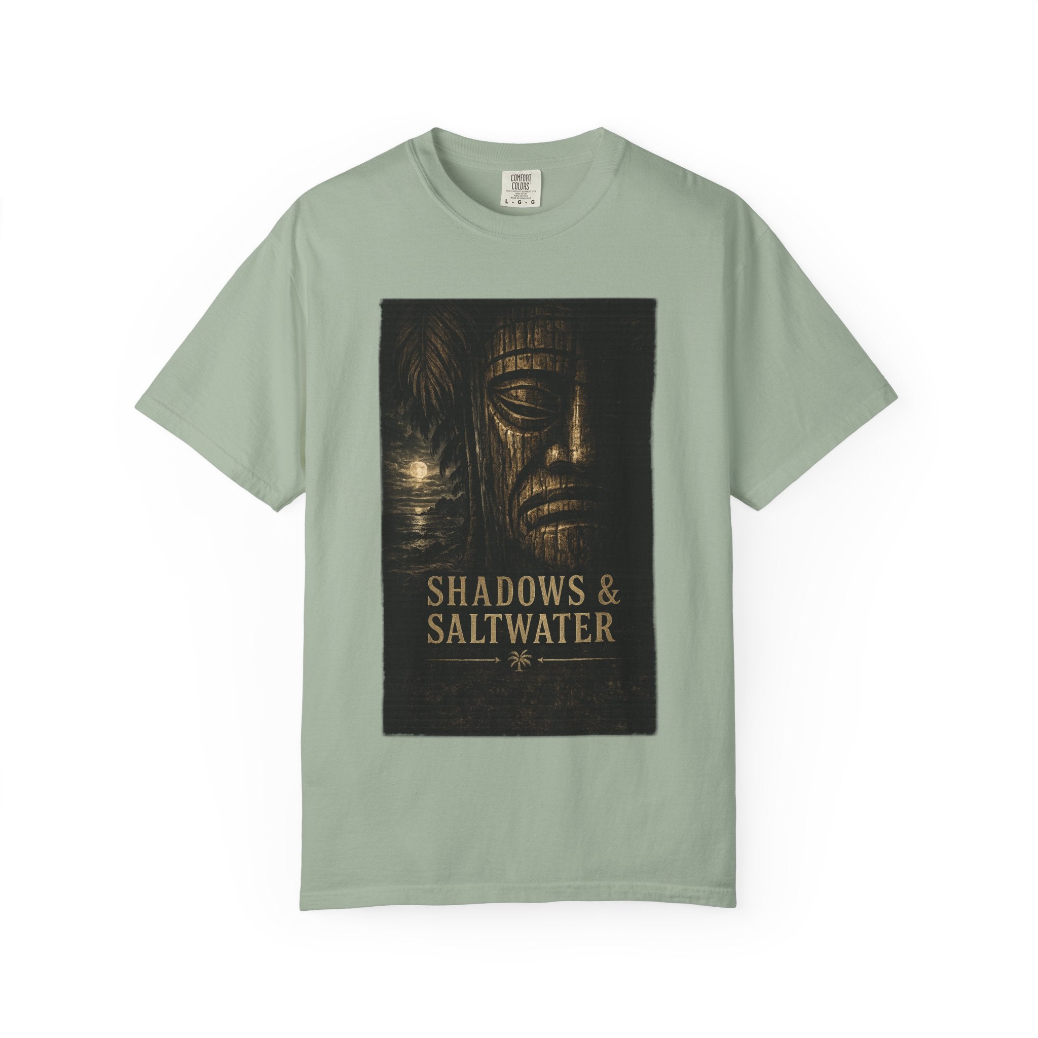 Shadows and Saltwater Noir T-Shirt — Tropical Tiki Beach Tee