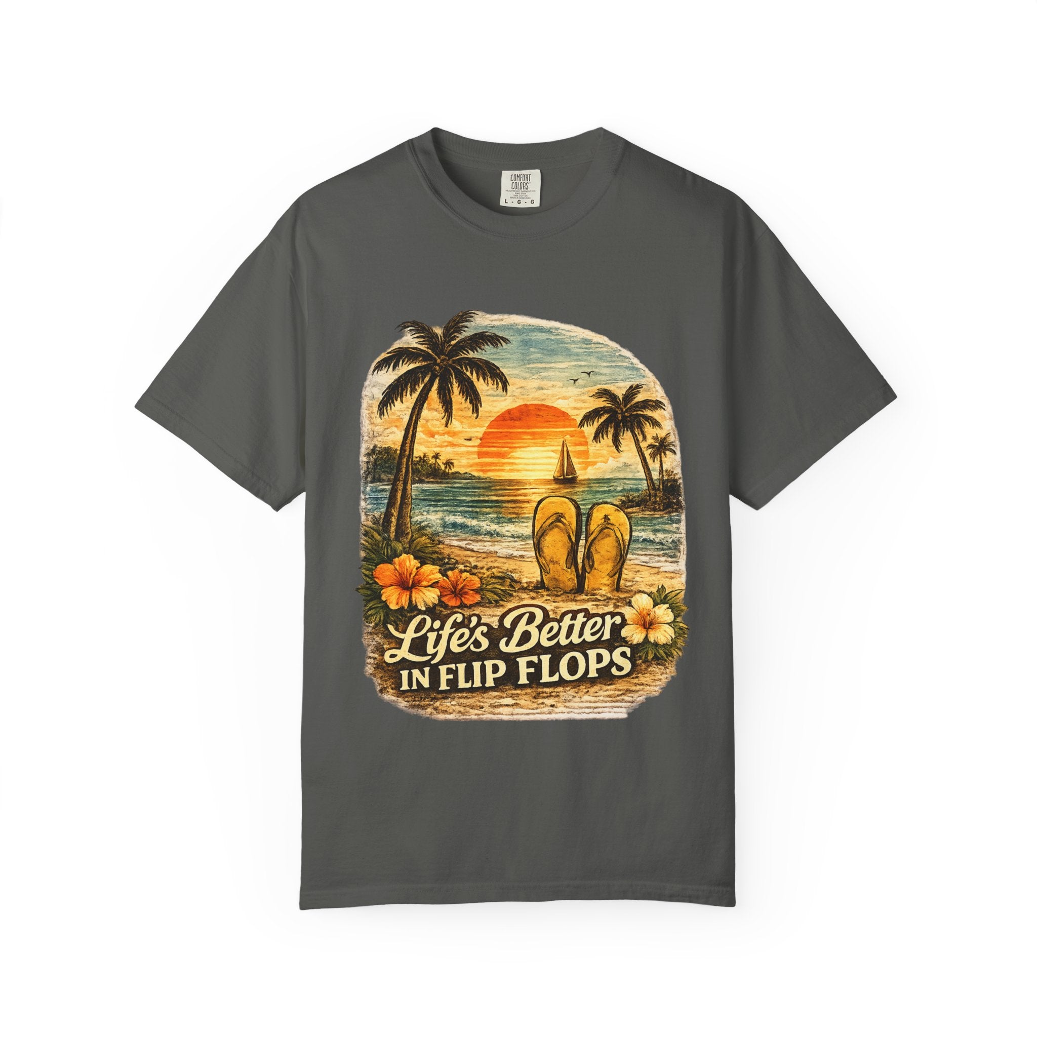 Life's Better in Flip Flops T-Shirt — Tropical Tiki Beach Tee