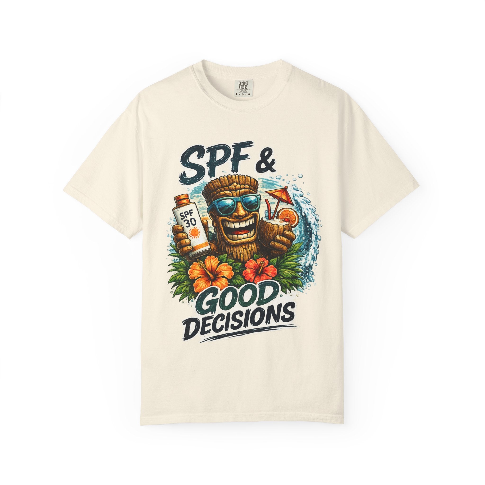 SPF and Good Decisions T-Shirt — Tropical Tiki Beach Tee