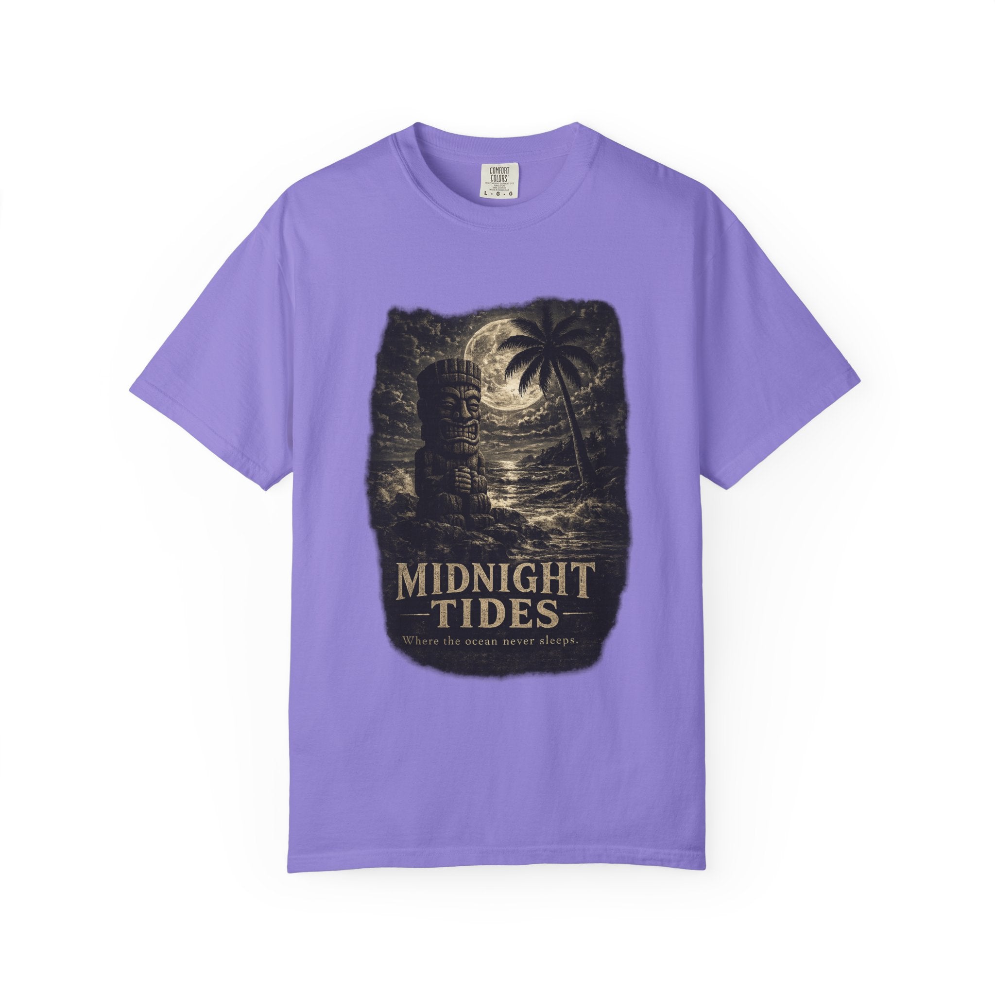 Midnight Tides Noir T-Shirt — Tropical Tiki Beach Tee