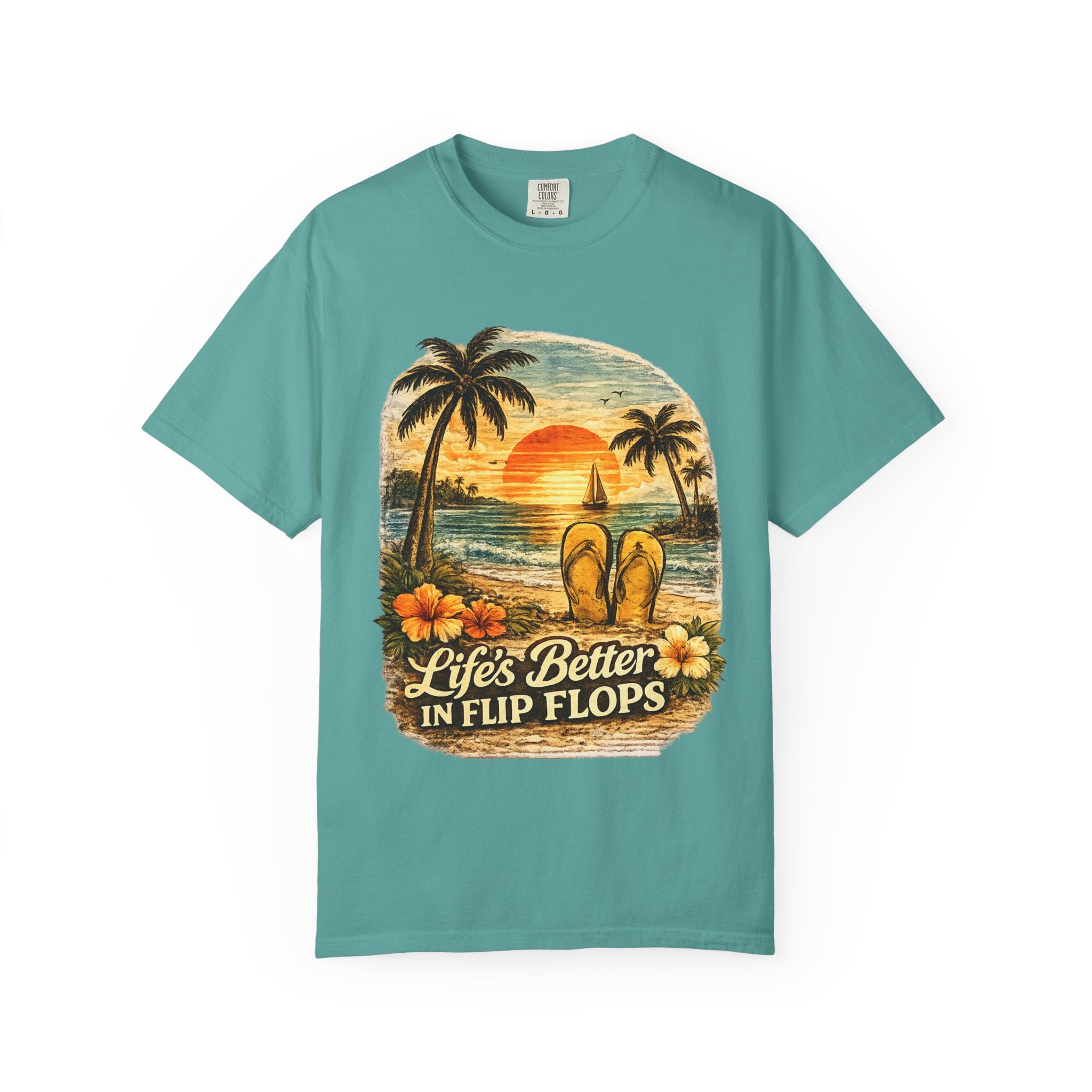 Life's Better in Flip Flops T-Shirt — Tropical Tiki Beach Tee