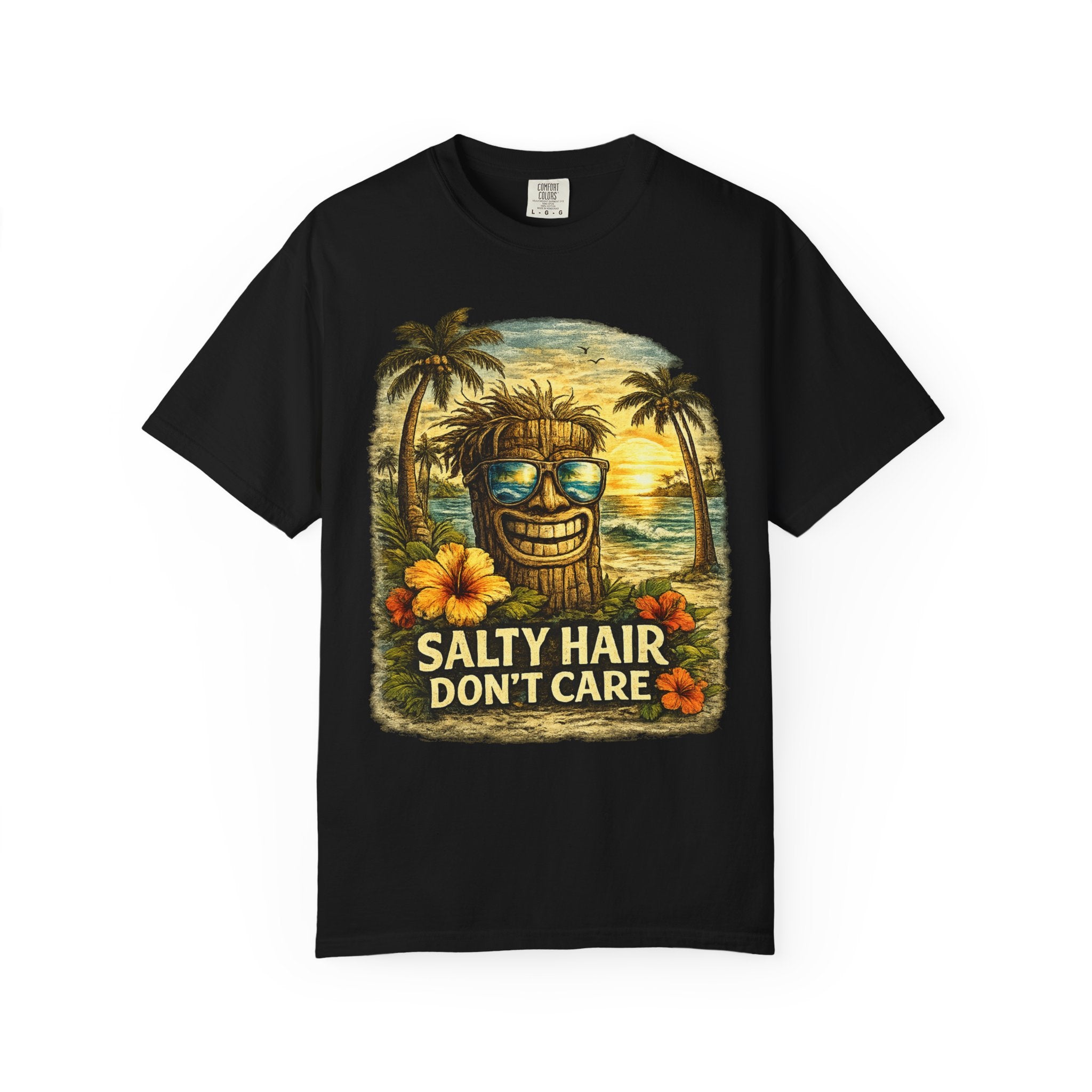 Salty Hair Don't Care T-Shirt — Tropical Tiki Beach Tee