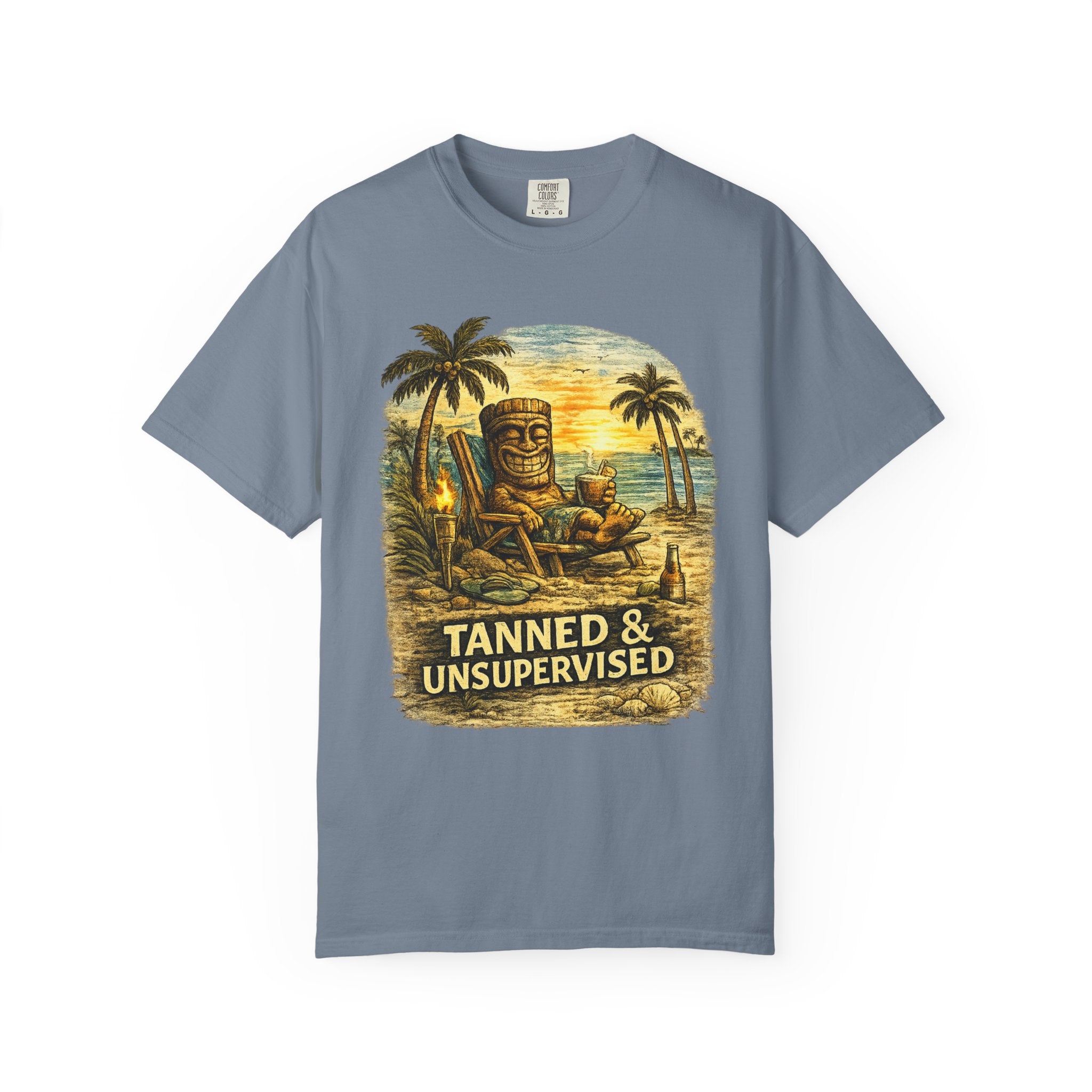 Tanned and Unsupervised T-Shirt — Tropical Tiki Beach Tee