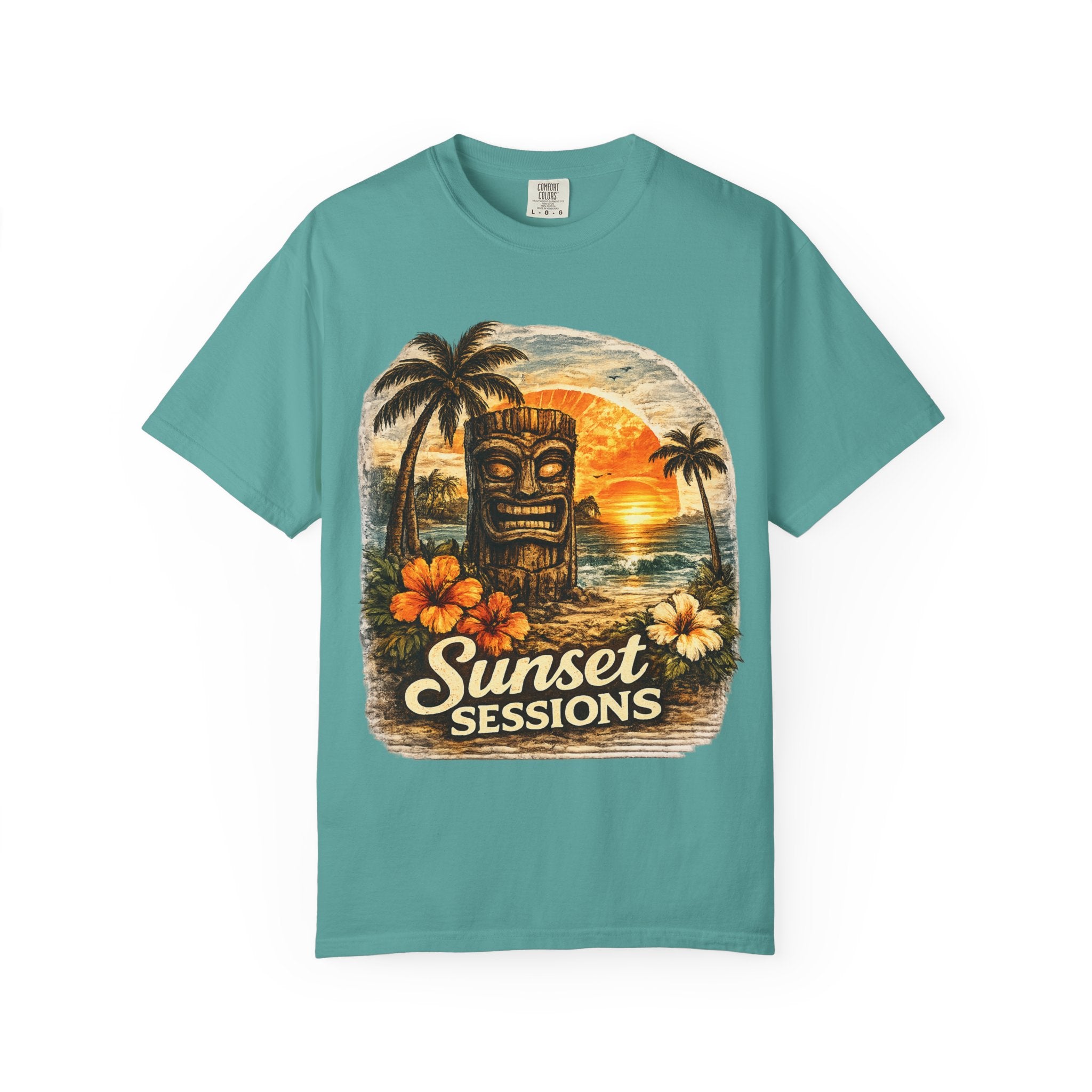 Sunset Sessions T-Shirt — Tropical Tiki Beach Tee