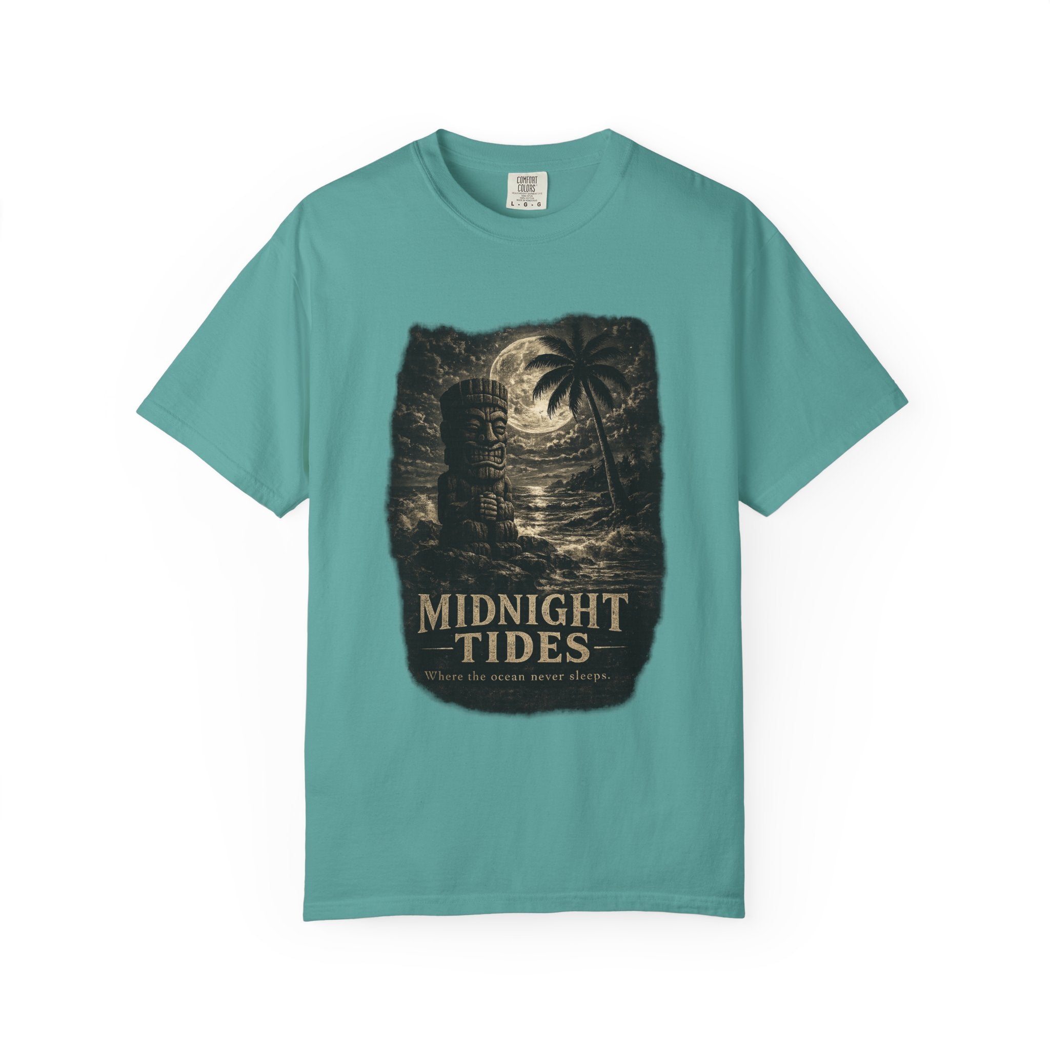 Midnight Tides Noir T-Shirt — Tropical Tiki Beach Tee