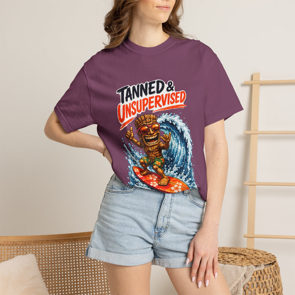 Tanned and Unsupervised T-Shirt — Tropical Tiki Beach Tee