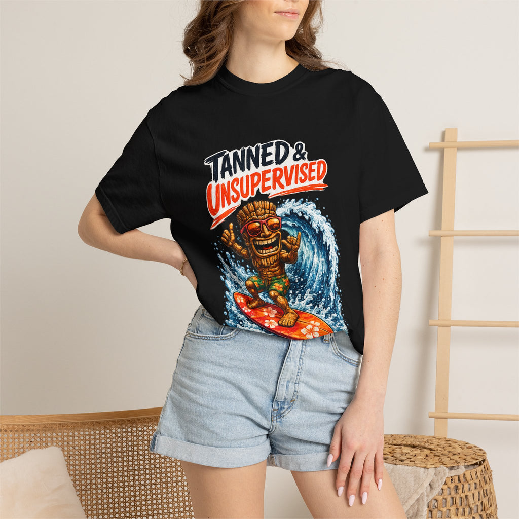 Tanned and Unsupervised T-Shirt — Tropical Tiki Beach Tee