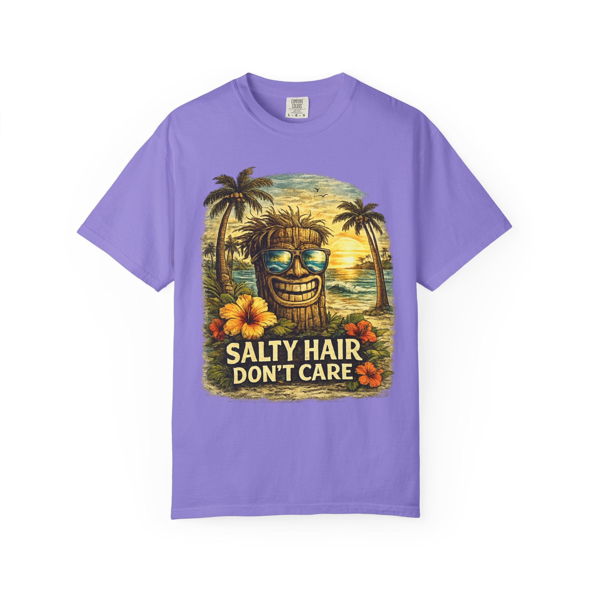Salty Hair Don't Care T-Shirt — Tropical Tiki Beach Tee