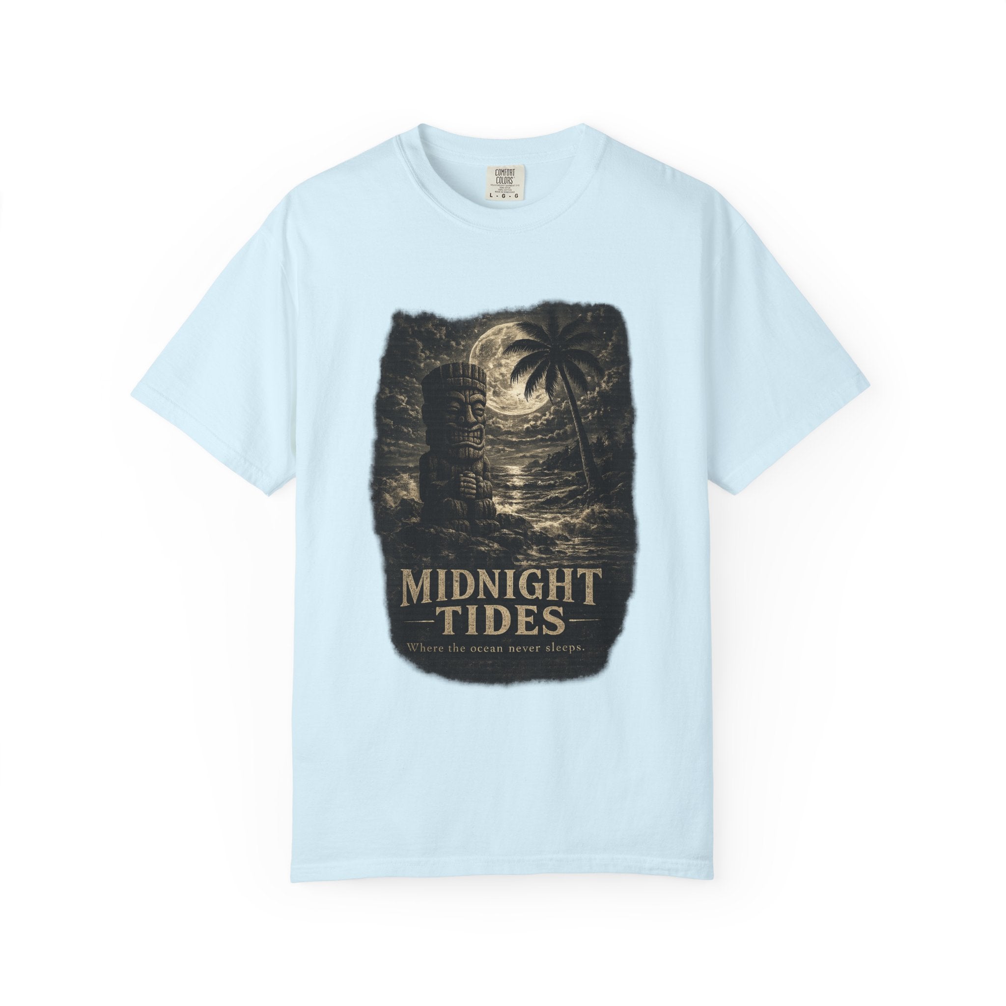 Midnight Tides Noir T-Shirt — Tropical Tiki Beach Tee