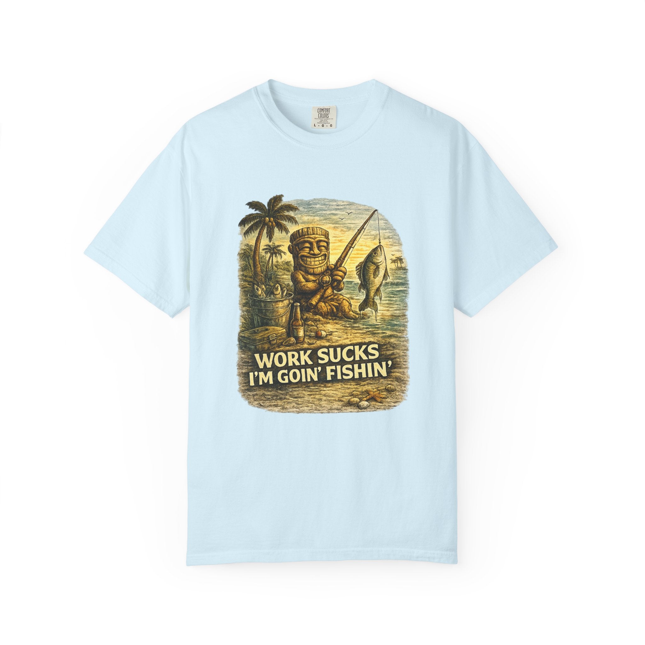 Work Sucks I'm Goin' FIshing T-Shirt — Tropical Tiki Beach Tee