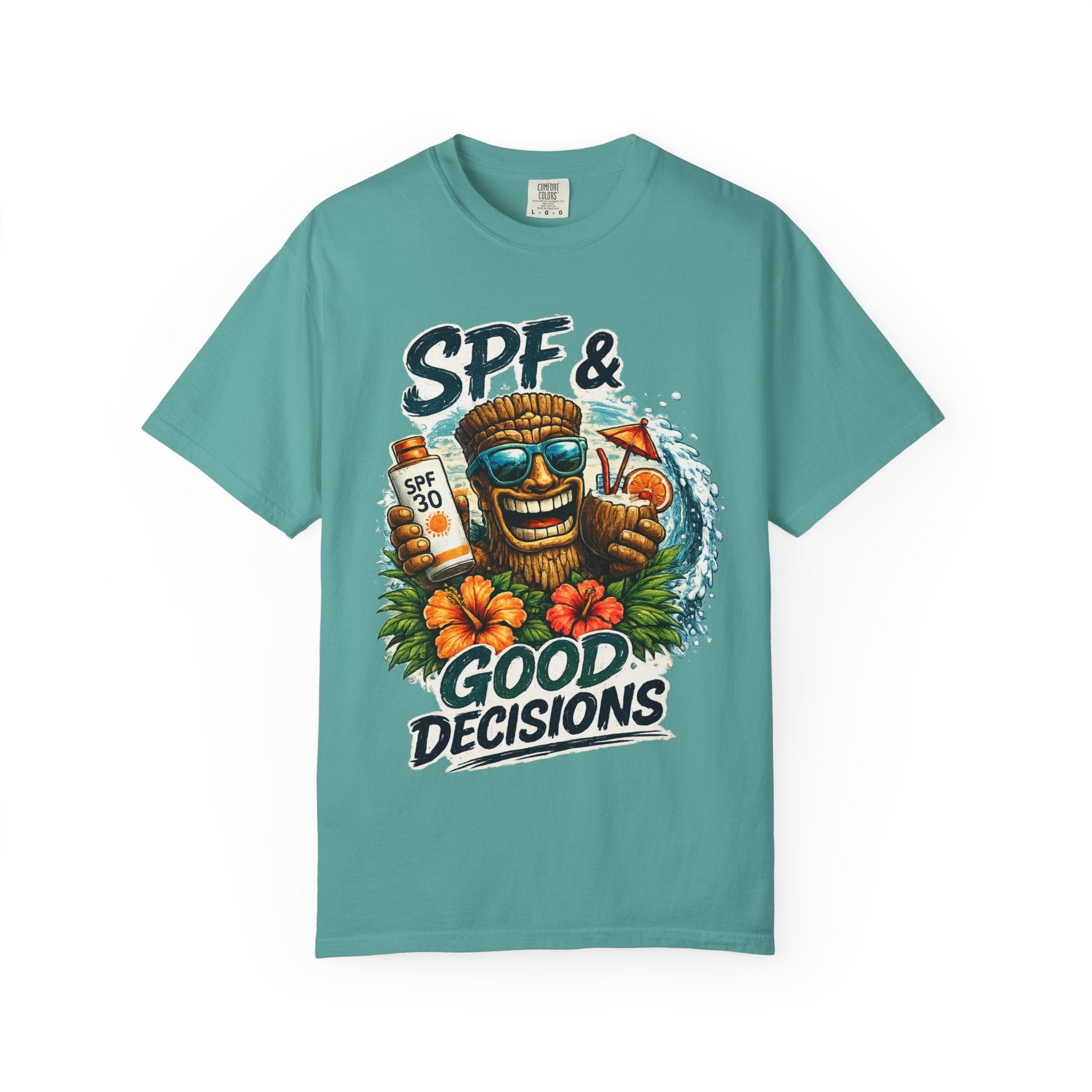 SPF and Good Decisions T-Shirt — Tropical Tiki Beach Tee