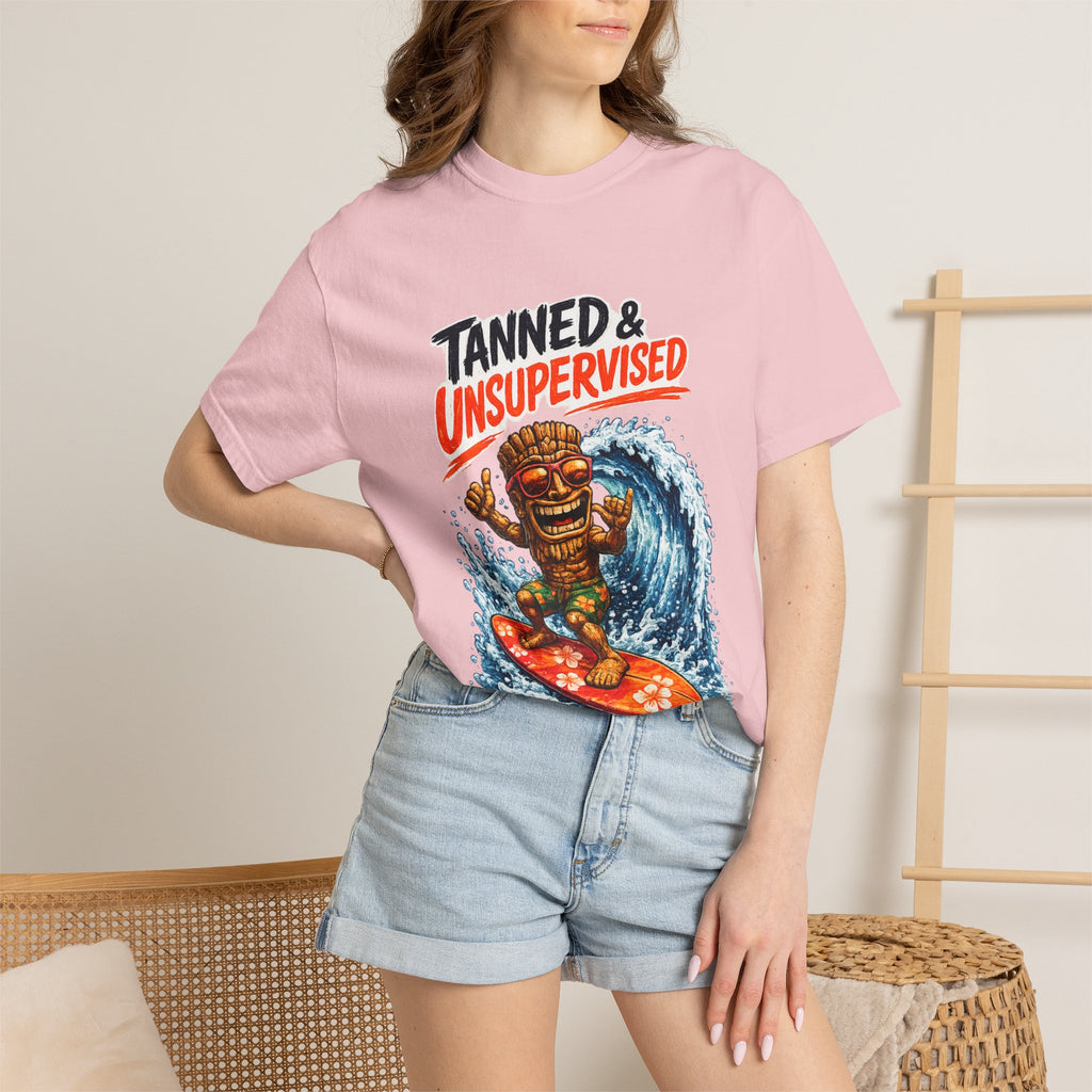 Tanned and Unsupervised T-Shirt — Tropical Tiki Beach Tee