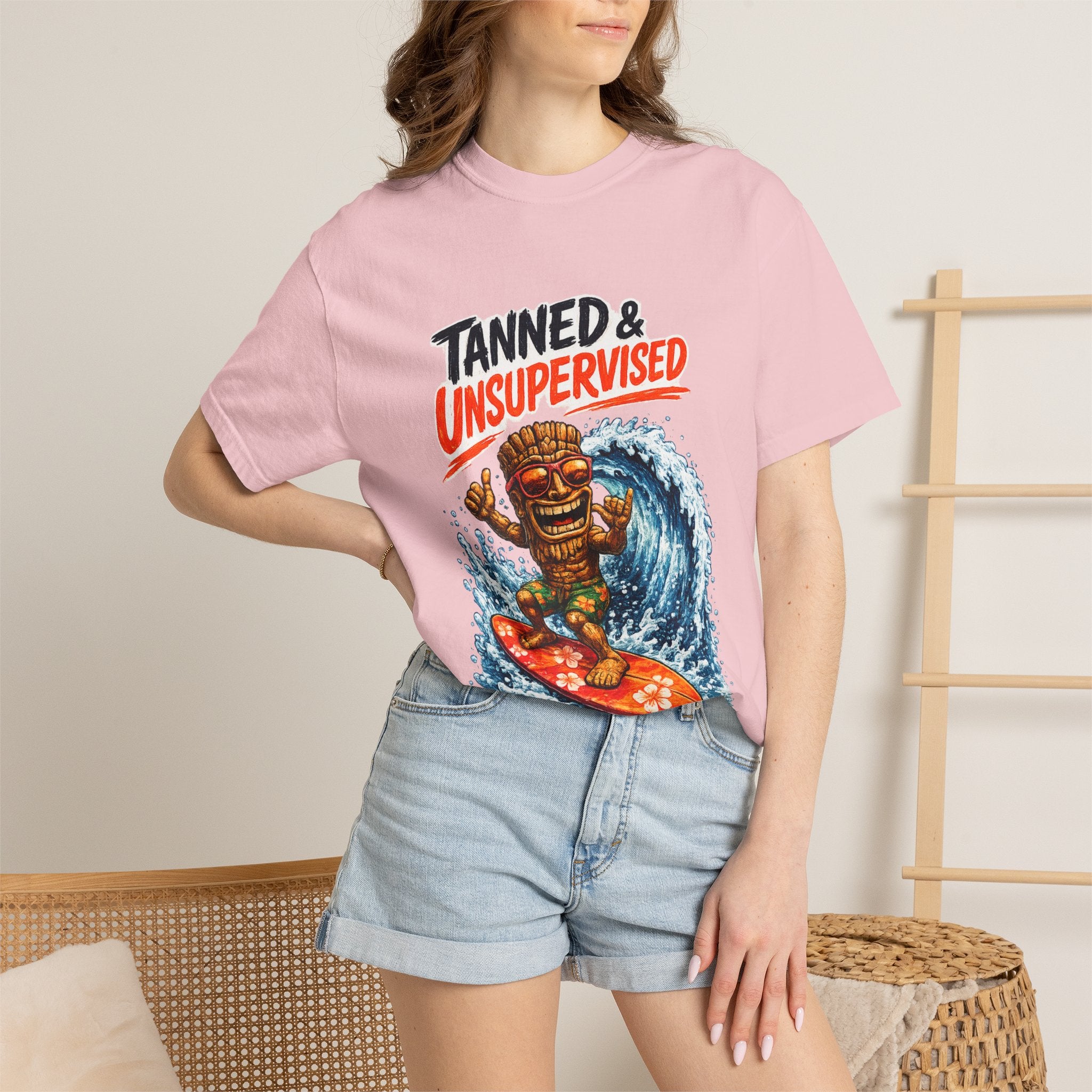 Tanned and Unsupervised T-Shirt — Tropical Tiki Beach Tee