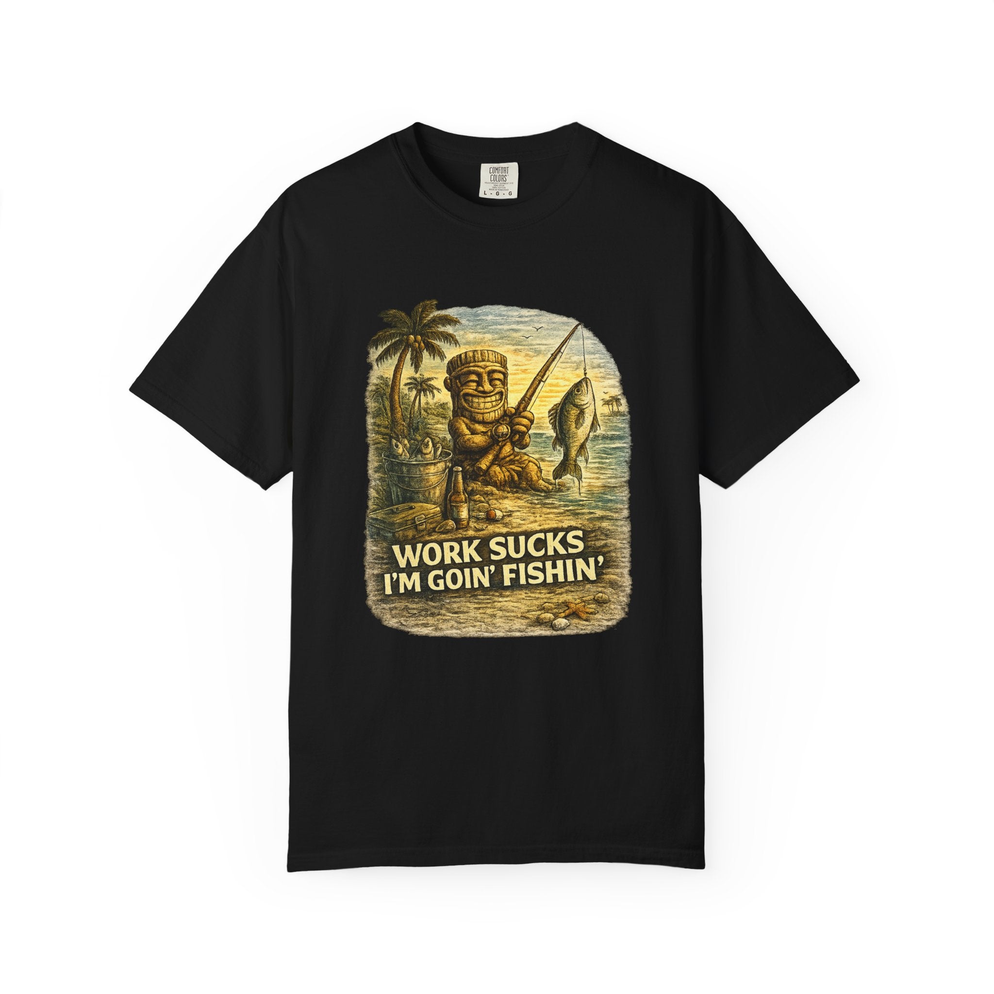 Work Sucks I'm Goin' FIshing T-Shirt — Tropical Tiki Beach Tee
