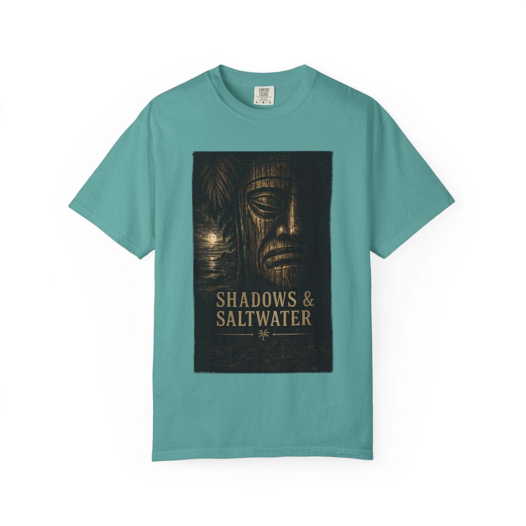 Shadows and Saltwater Noir T-Shirt — Tropical Tiki Beach Tee
