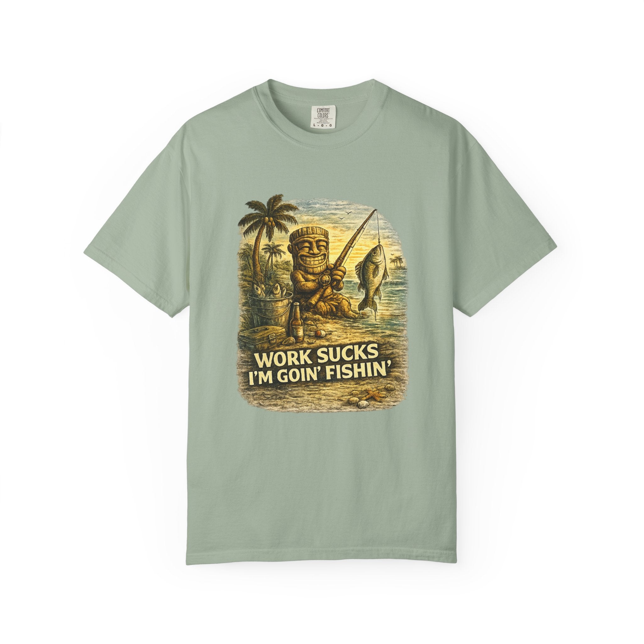 Work Sucks I'm Goin' FIshing T-Shirt — Tropical Tiki Beach Tee
