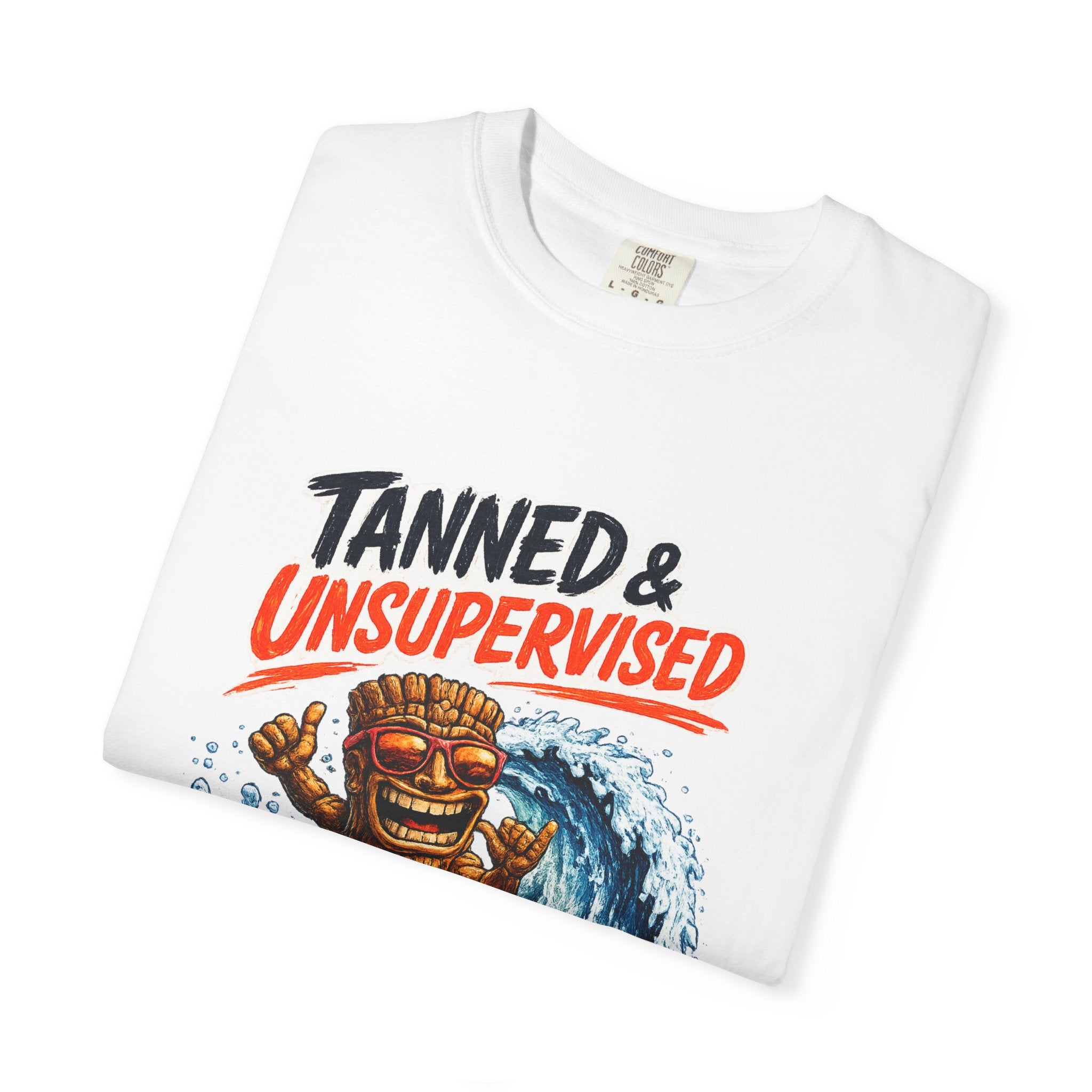 Tanned and Unsupervised T-Shirt — Tropical Tiki Beach Tee