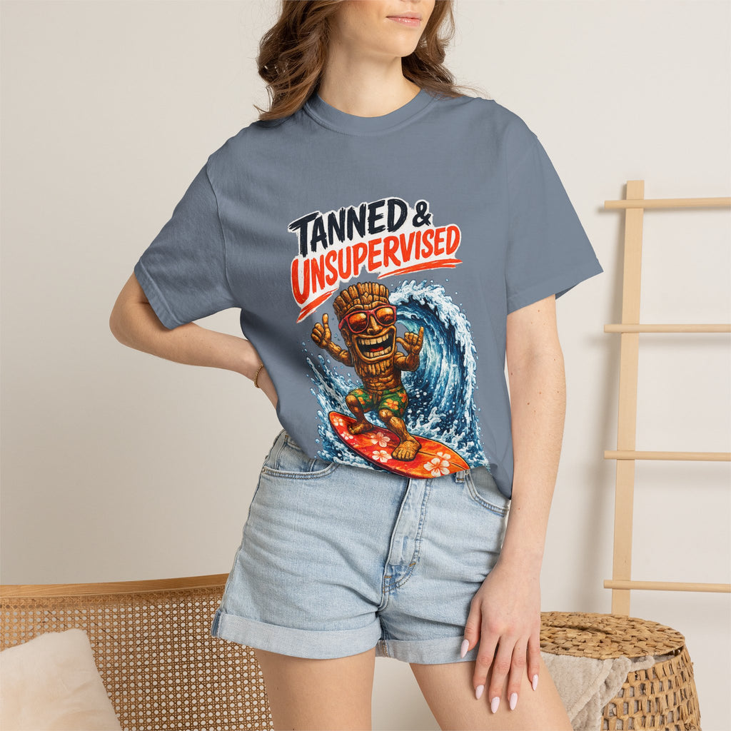 Tanned and Unsupervised T-Shirt — Tropical Tiki Beach Tee