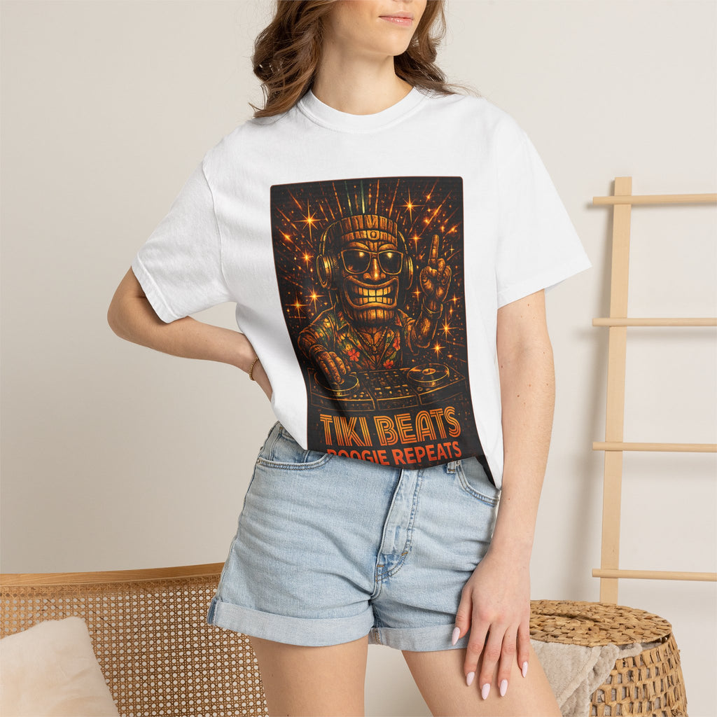 Tiki Disco Beats T-Shirt — Tropical Tiki Beach Tee