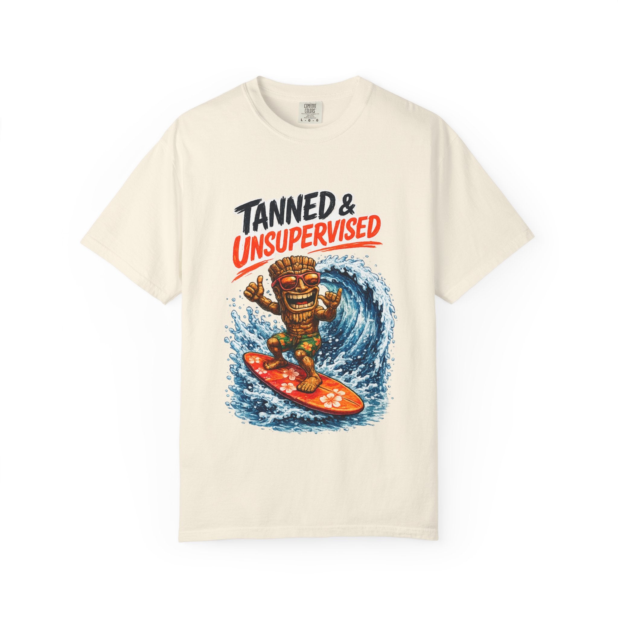 Tanned and Unsupervised T-Shirt — Tropical Tiki Beach Tee